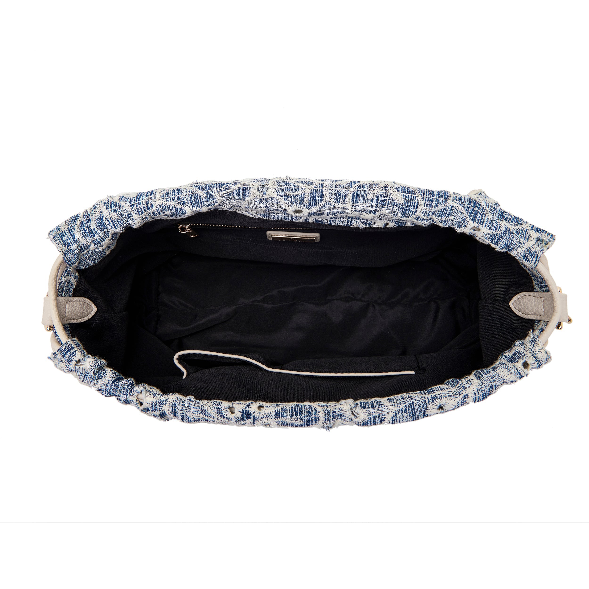 La Carrie Bag Romantic sac épaule jeans 31x22cm brodé