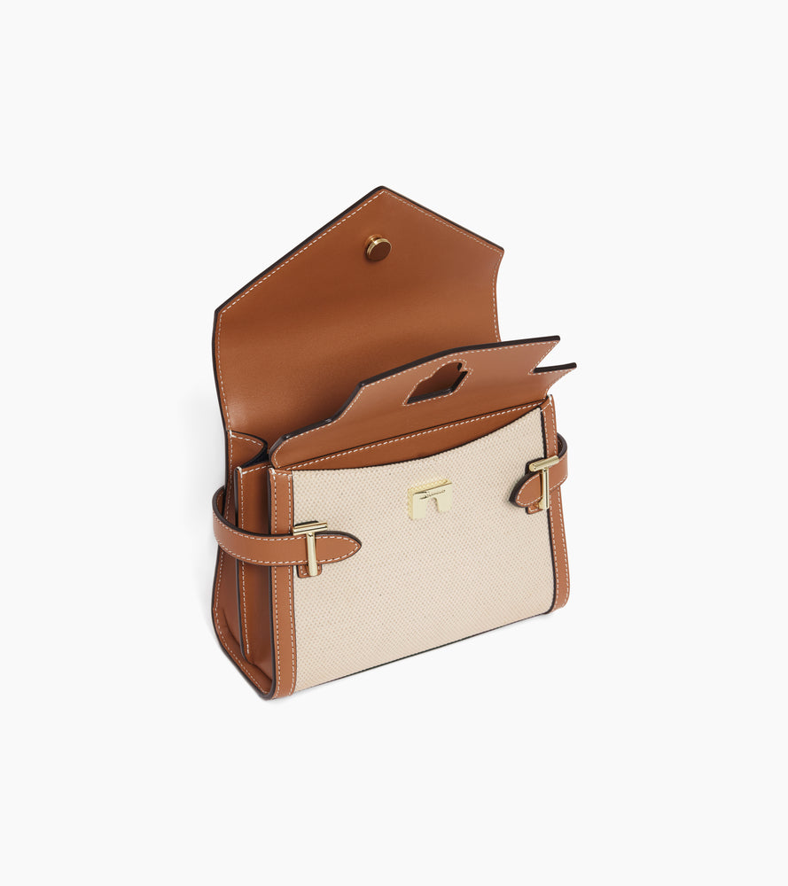 Le Tanneur Emilie petit sac à main toile cuir Natural Tan