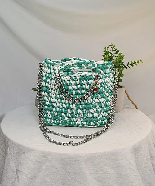 Takiri Harmony TK732 sac à main vert blanc coton recyclé