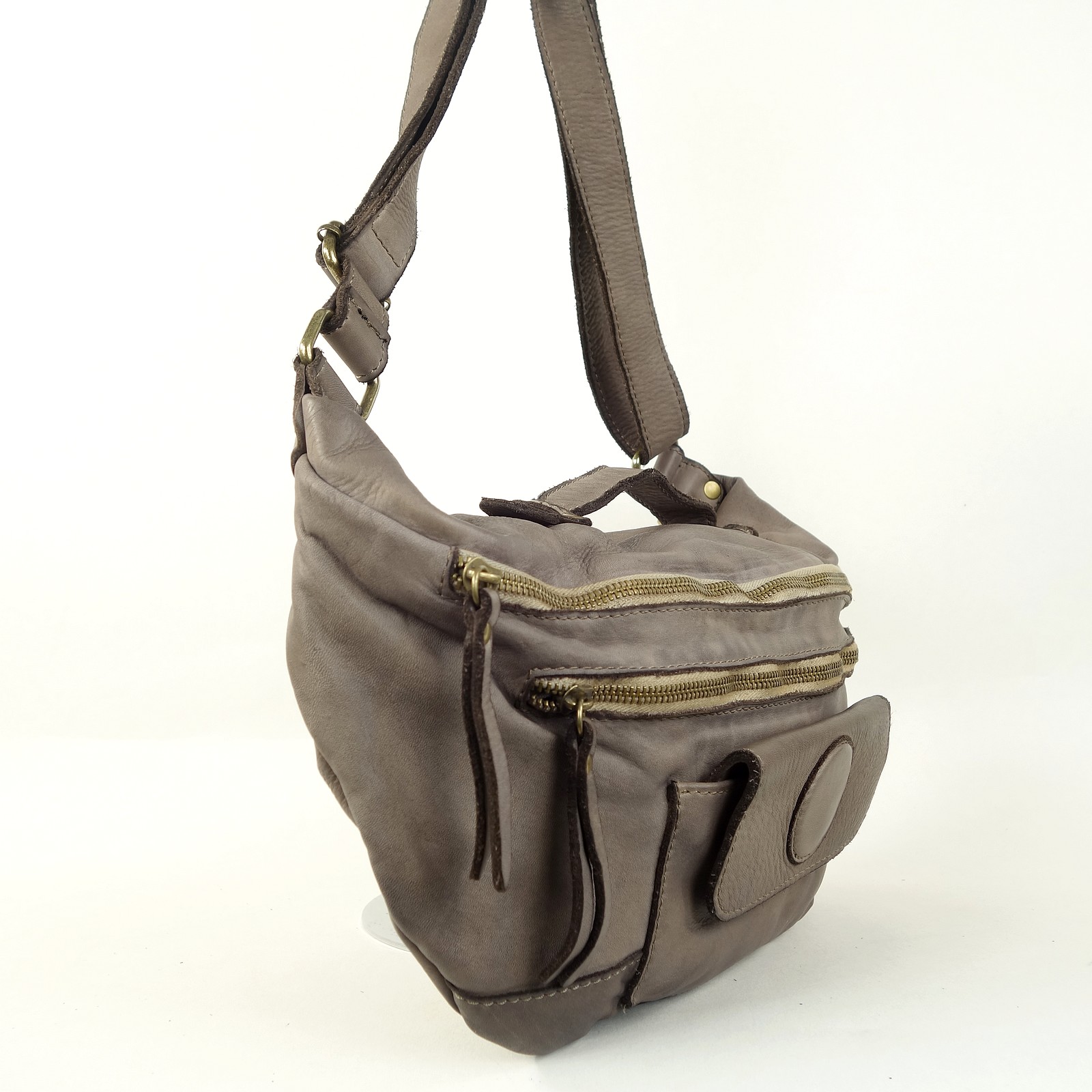 Collection Esprit Cuir Dario sac banane cuir taupe vintage