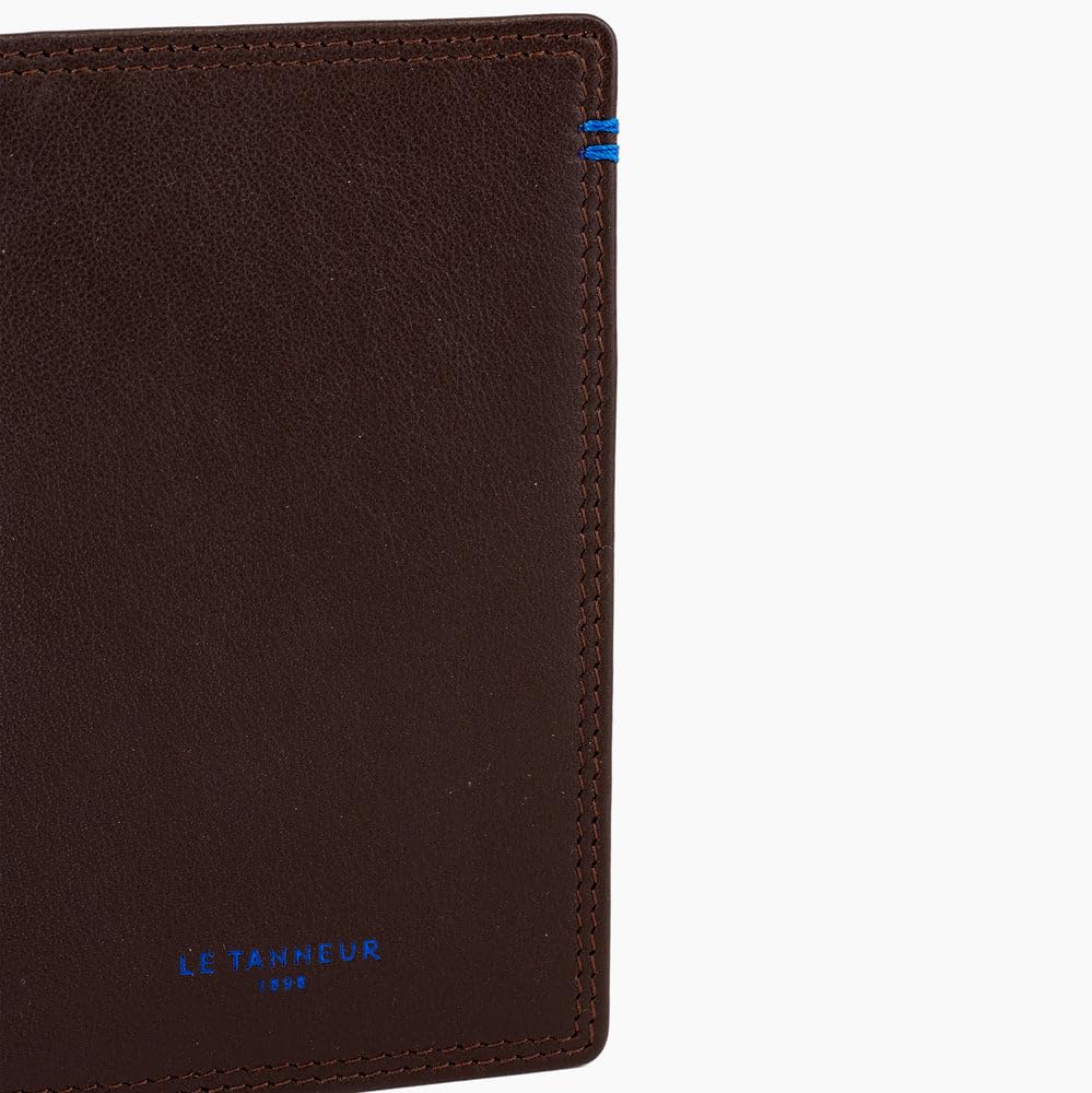 Le Tanneur porte-cartes vertical cuir lisse 6 cartes argent