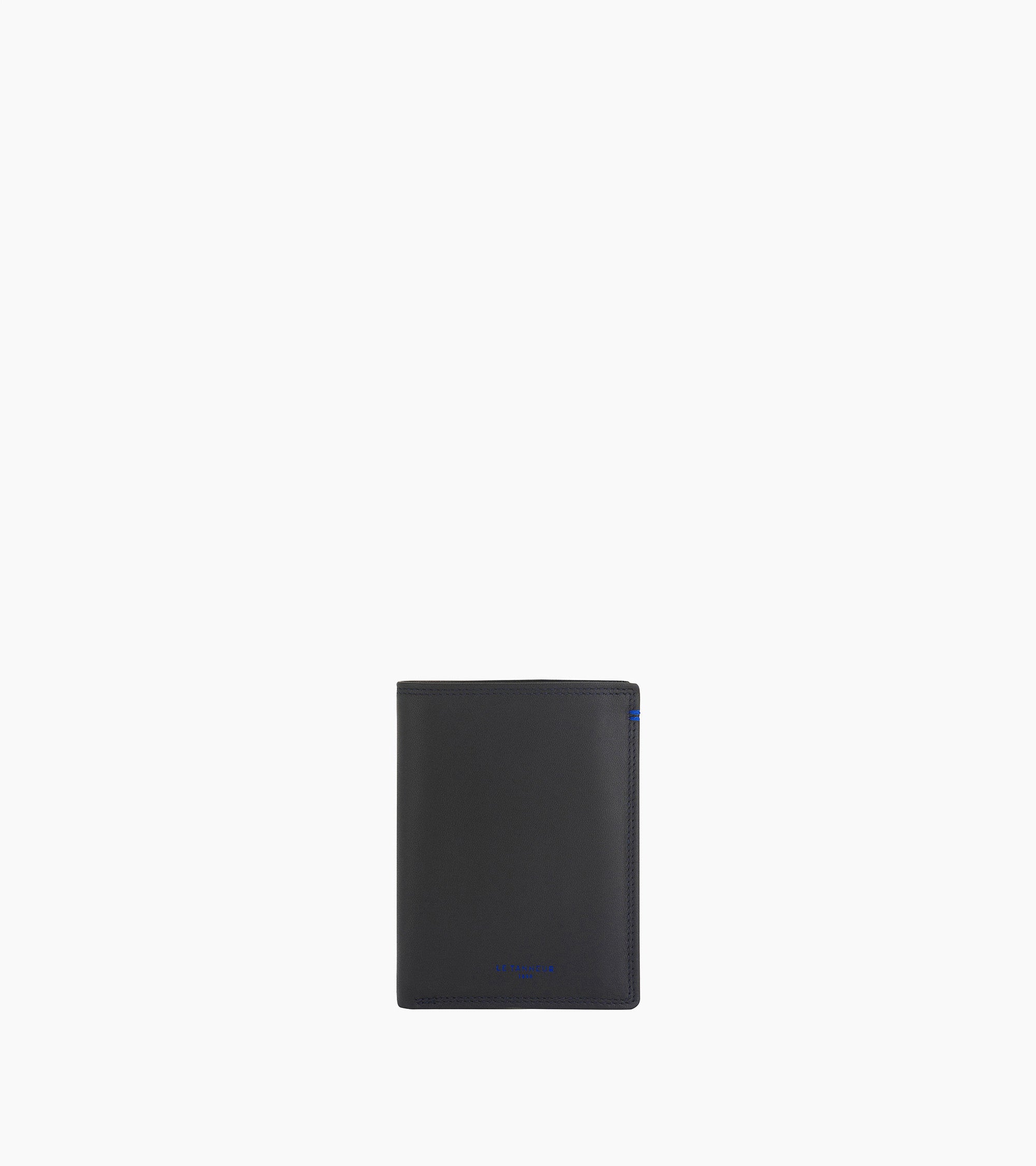 Le Tanneur Martin petit portefeuille vertical zippé cuir noir