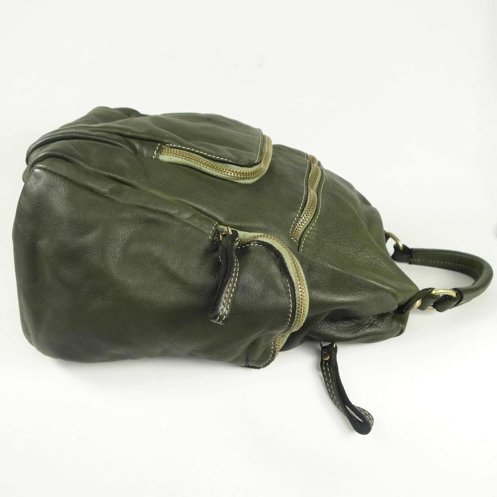 Collection Esprit Cuir Sac à dos MILO sac à dos cuir vert convertible