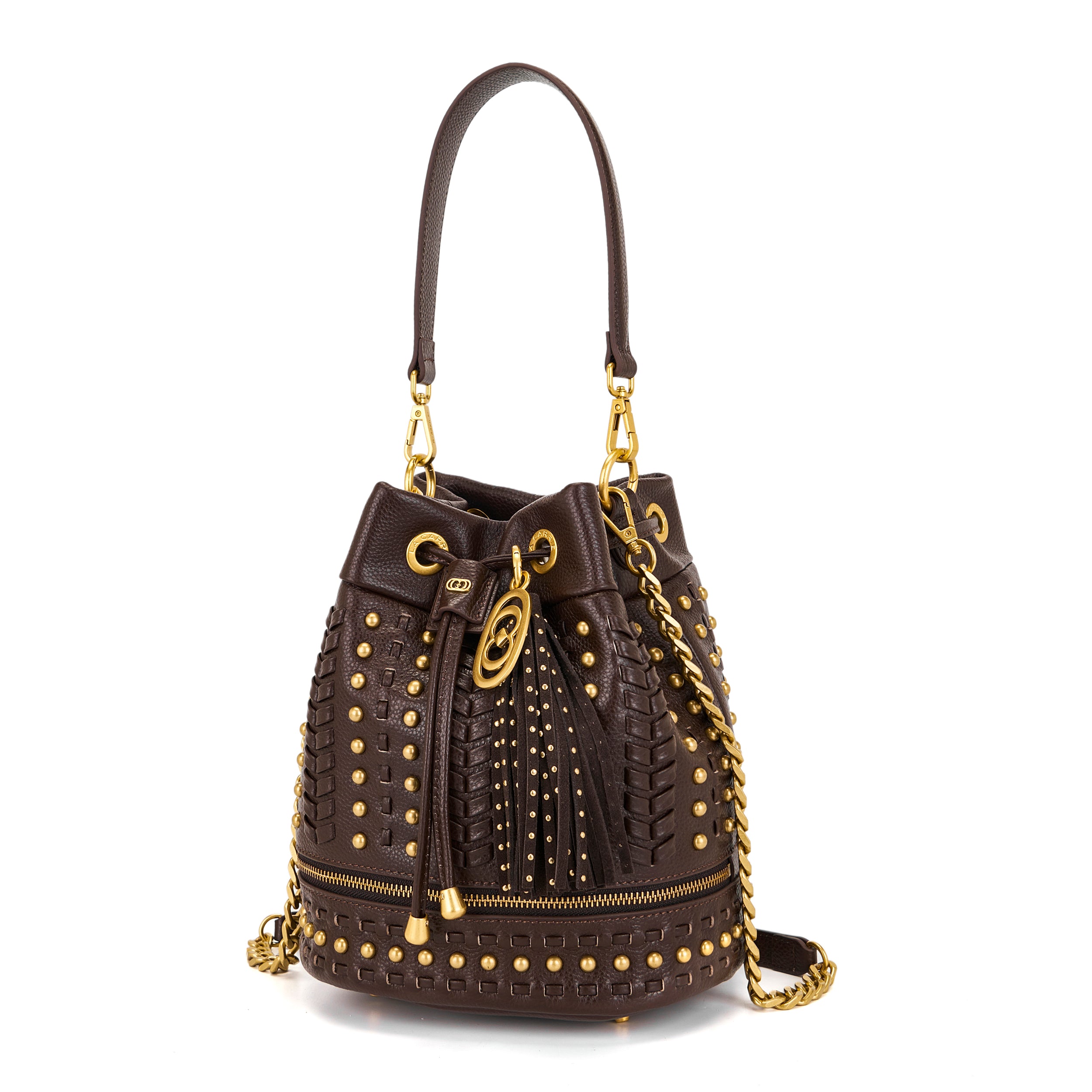 La Carrie Bag Eclipse sac seau marron 26x28cm cuir