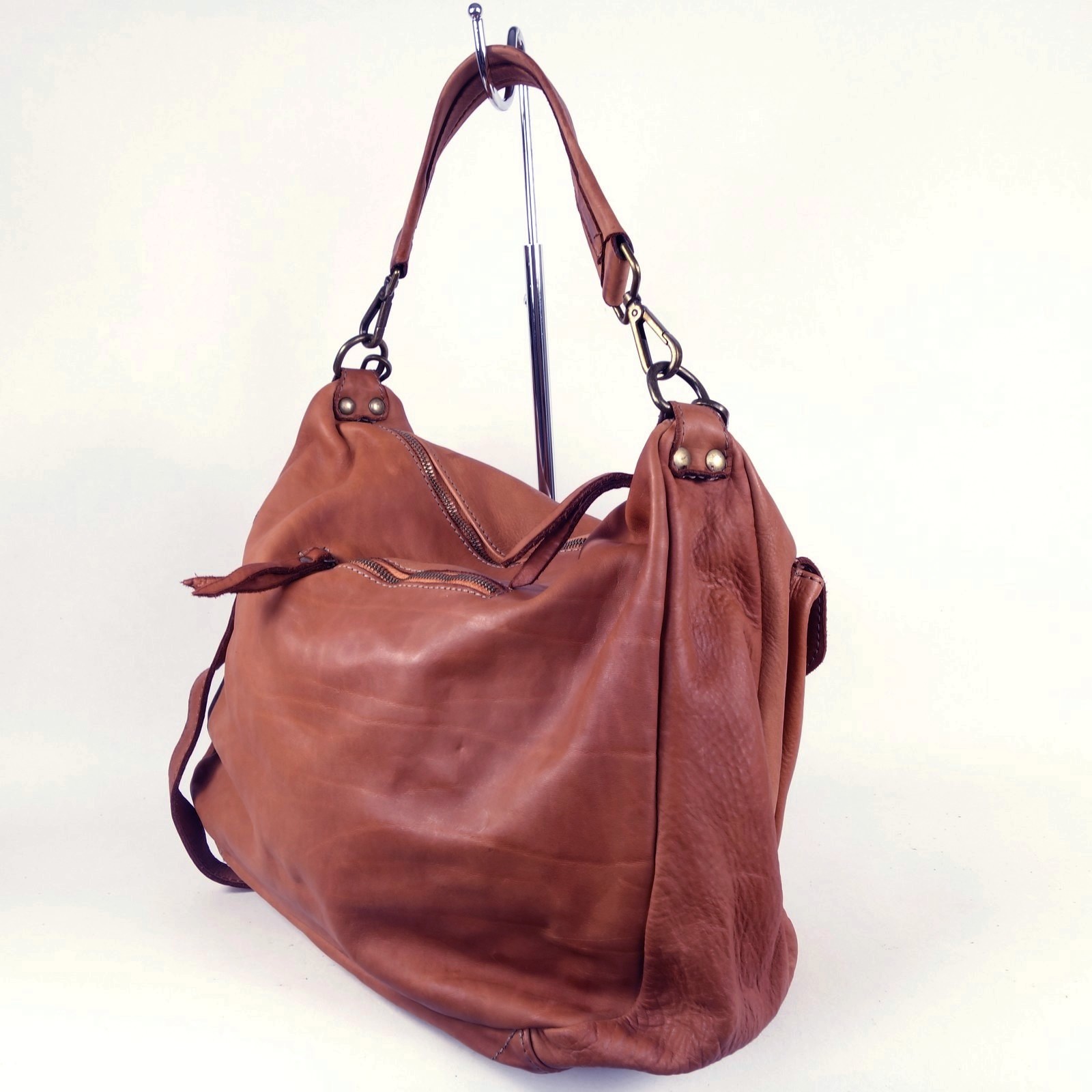 Collection Esprit Cuir PAULA sac besace cuir marron