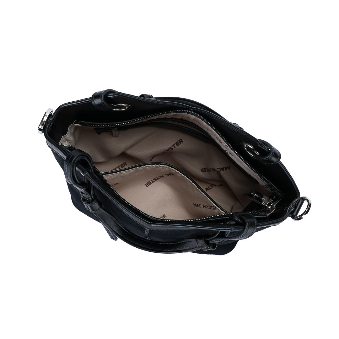 Mac Alyster Captivante sac main Marron Cognac suédine