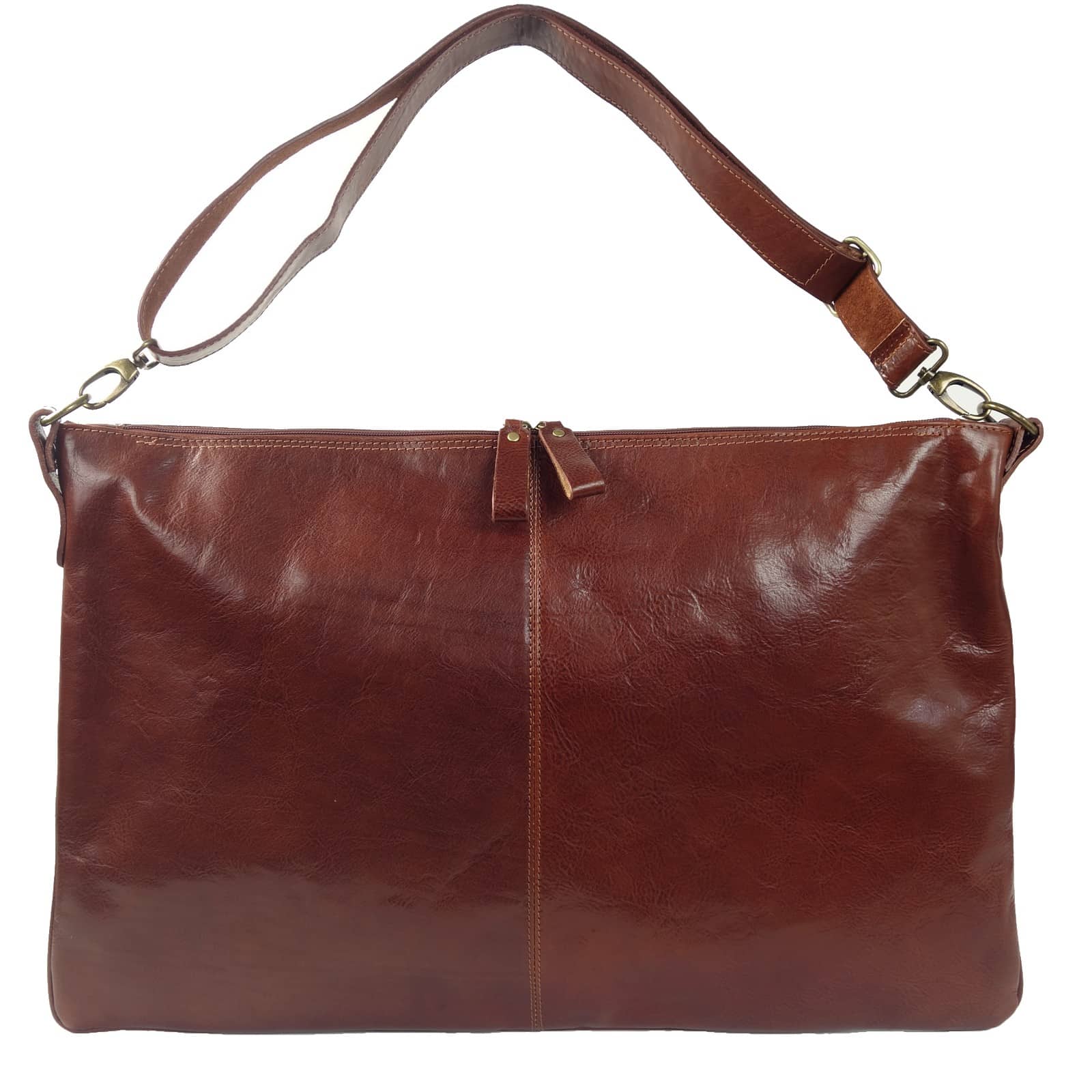 Collection Esprit Cuir Zeus grande sacoche cuir marron 17 pouces