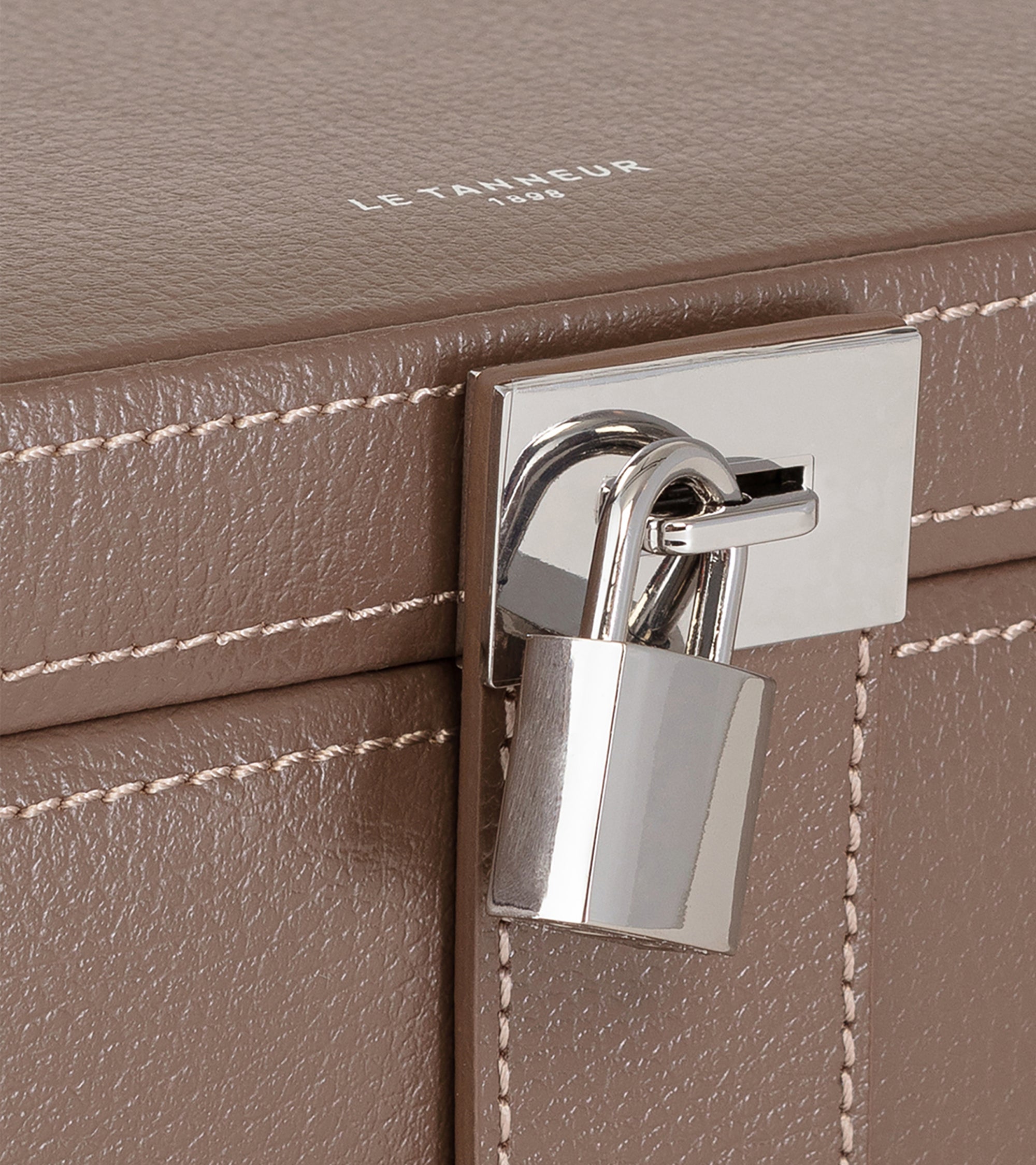 Le Tanneur Grande boîte à bijoux cuir recyclé taupe