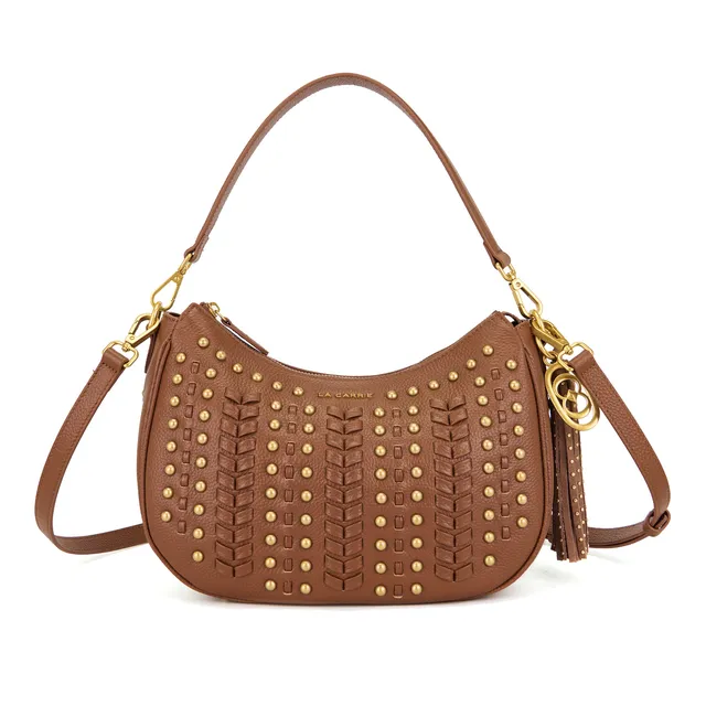La Carrie Eclipse sac bandoulière cuoio cuir clouté 32x21cm