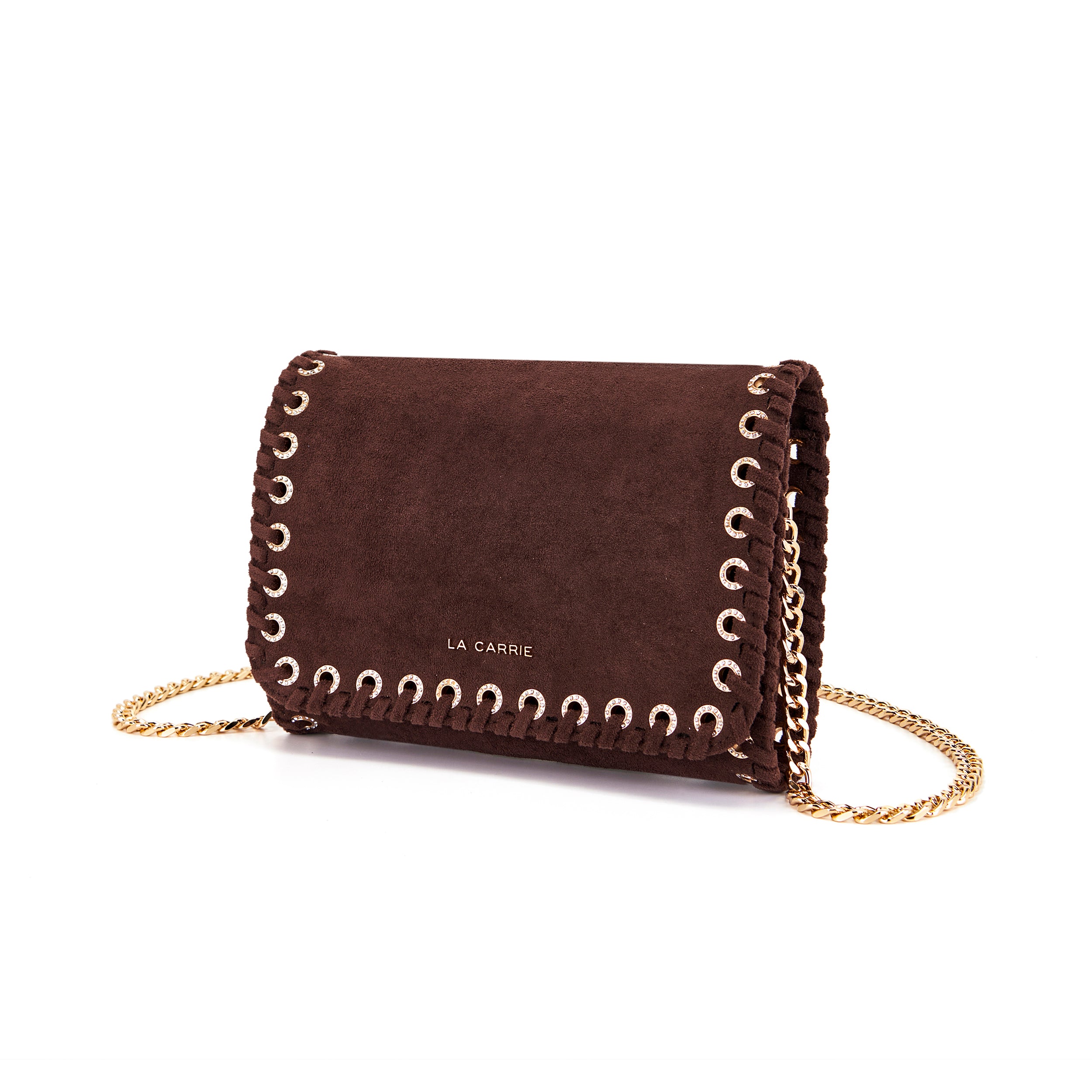 La Carrie Capsule sac bandoulière marron suède tressé