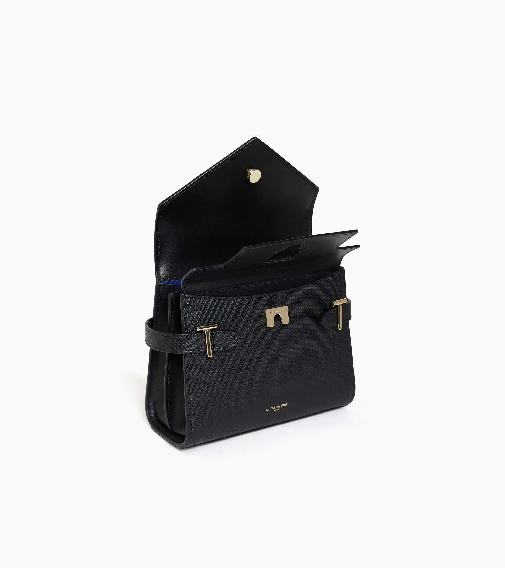 Le Tanneur Emilie petit sac à main cuir noir double rabat