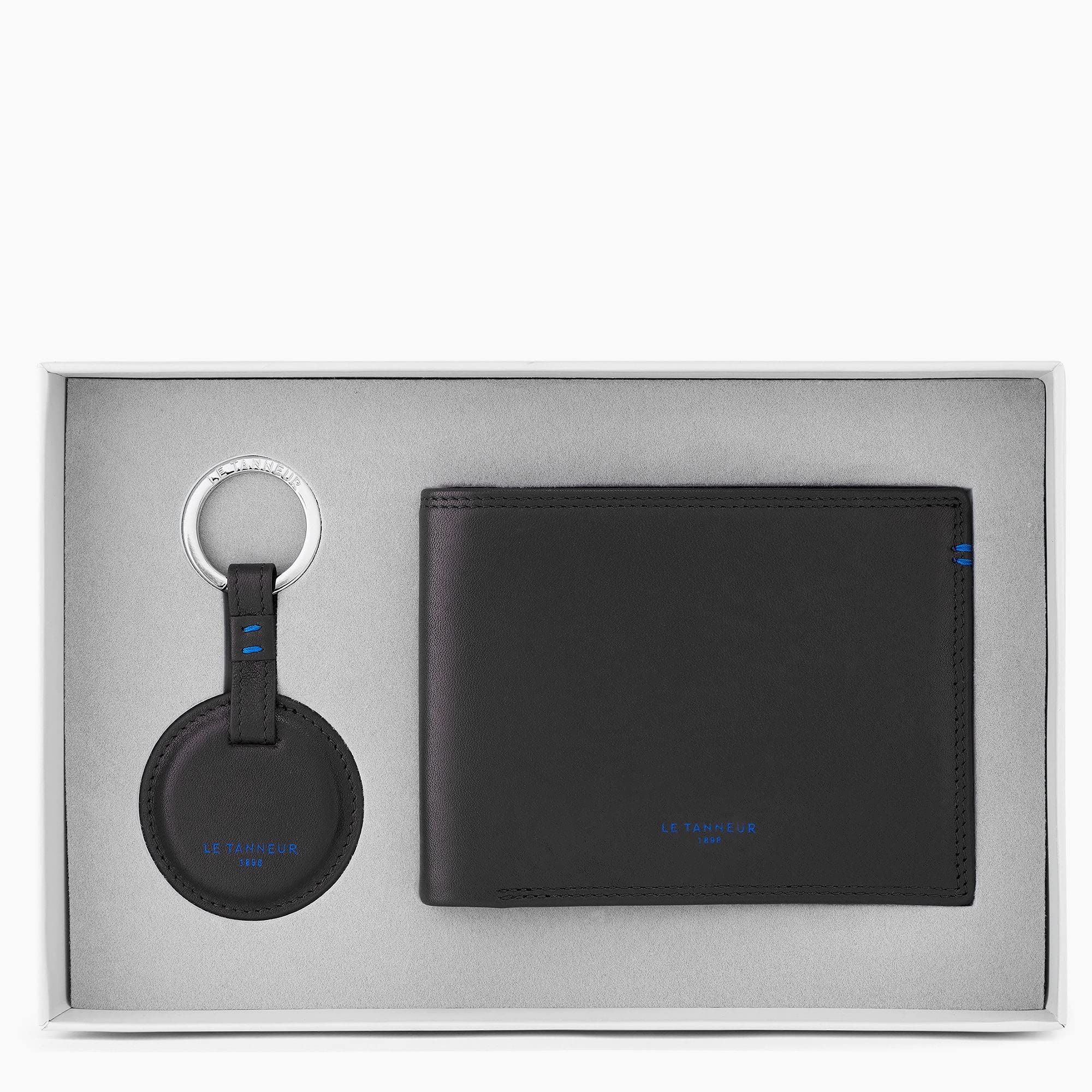 Le Tanneur Wallets coffret portefeuille zippé cuir lisse + porte-clés
