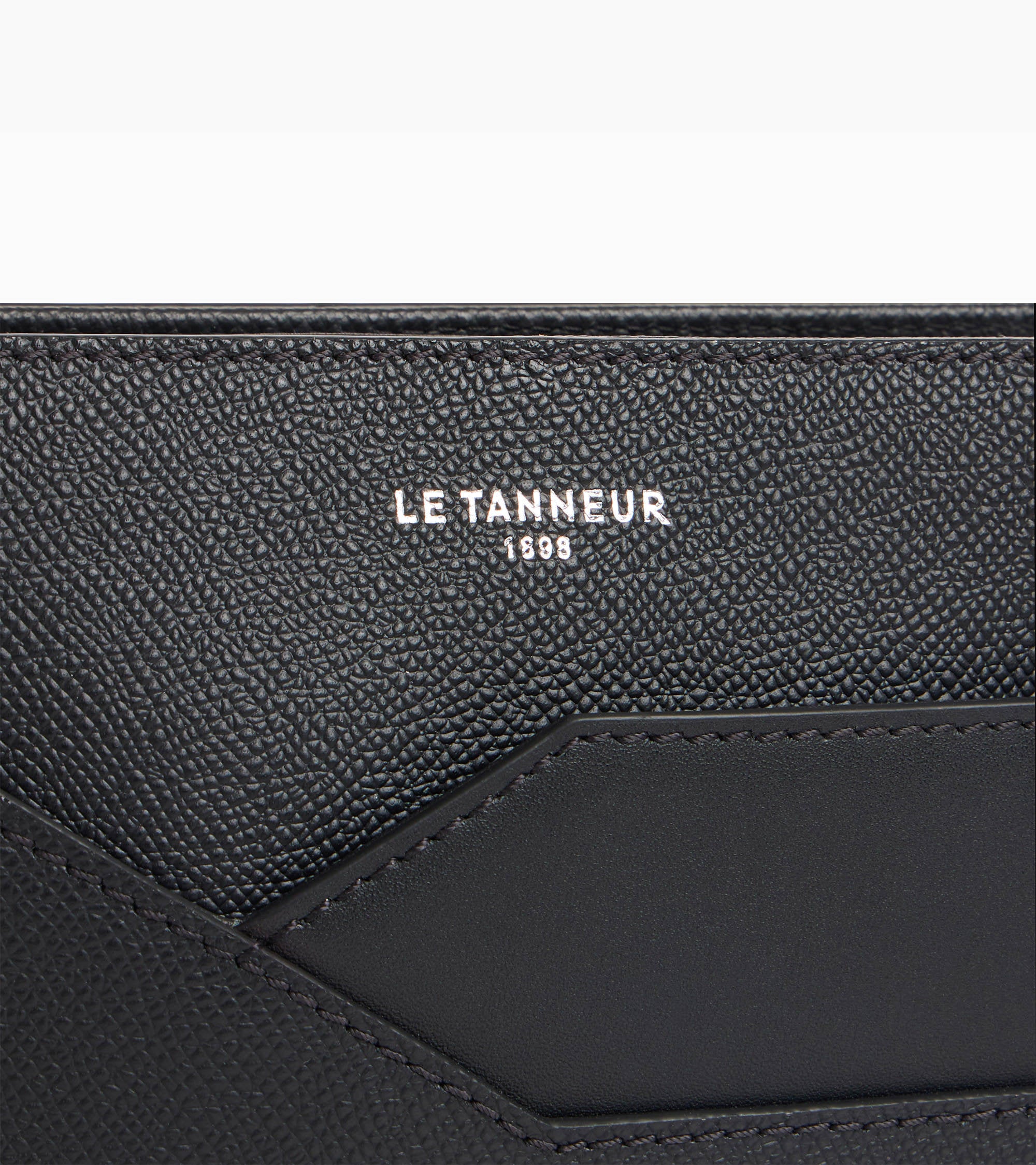 Le Tanneur Gaston Pochette Cuir Noir Grain Croisé