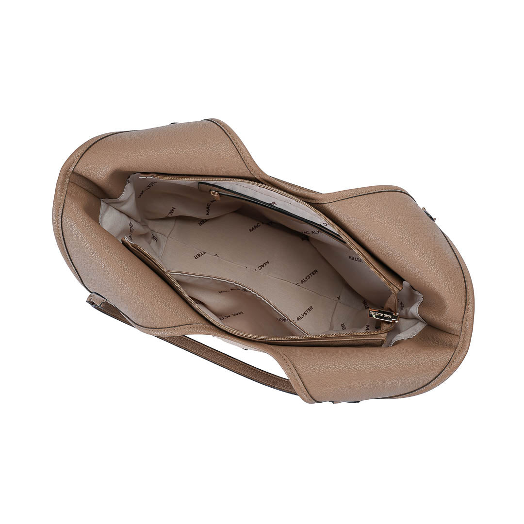 Mac Alyster Glysia sac cabas Taupe hobo strié 46 cm