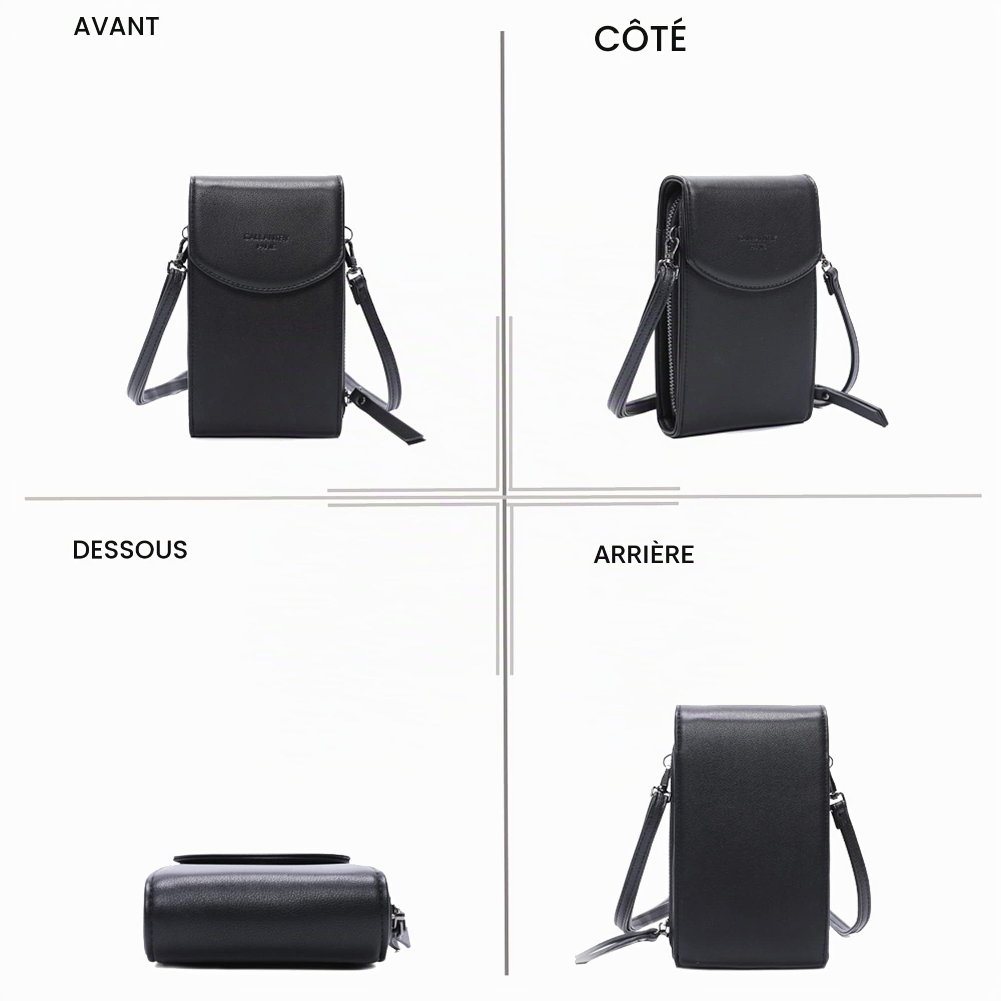 Gallantry Sacs Bandoulière Pochette Smartphone Noir Simili Cuir 11x18cm
