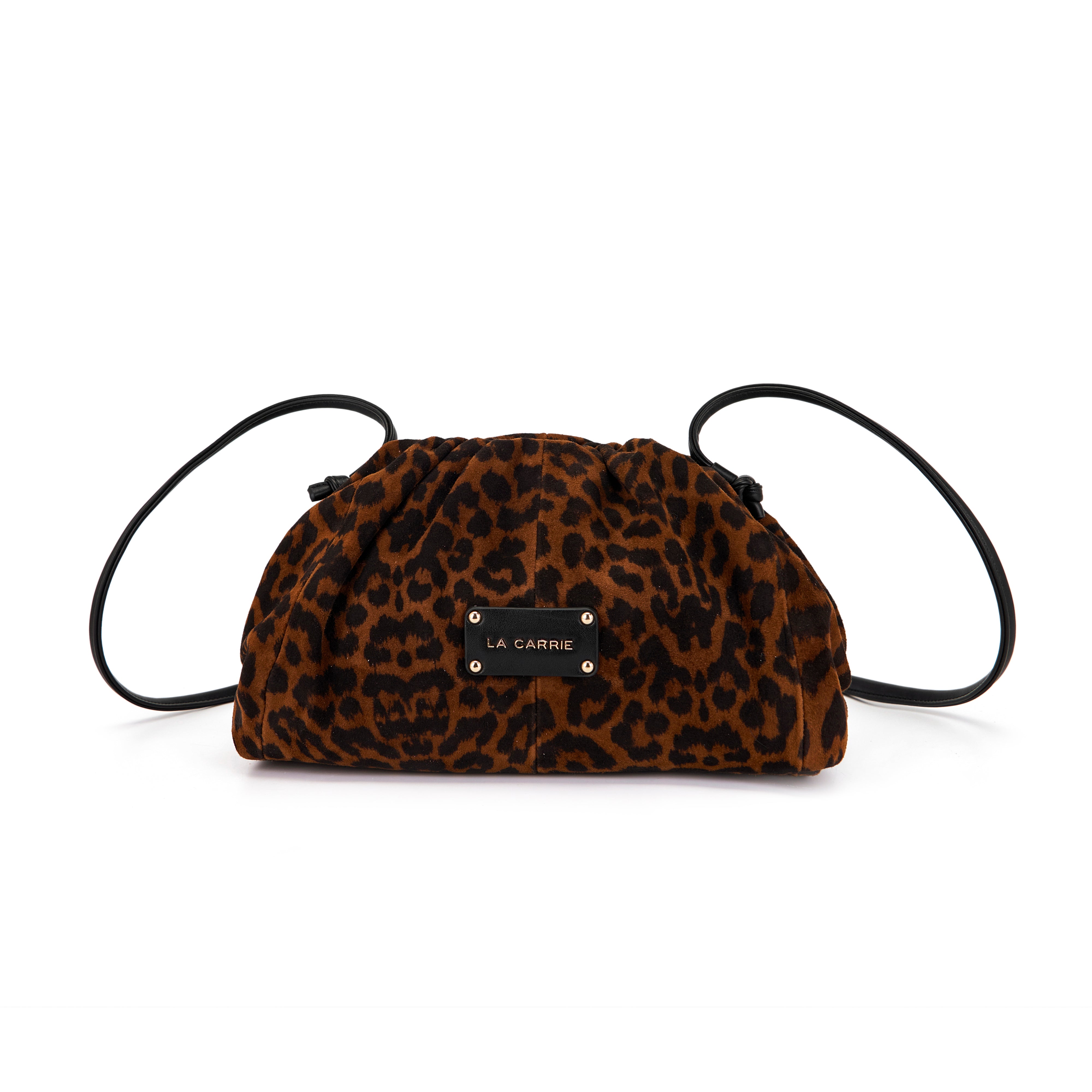 La Carrie Capsule sac bandoulière léopard suède marron
