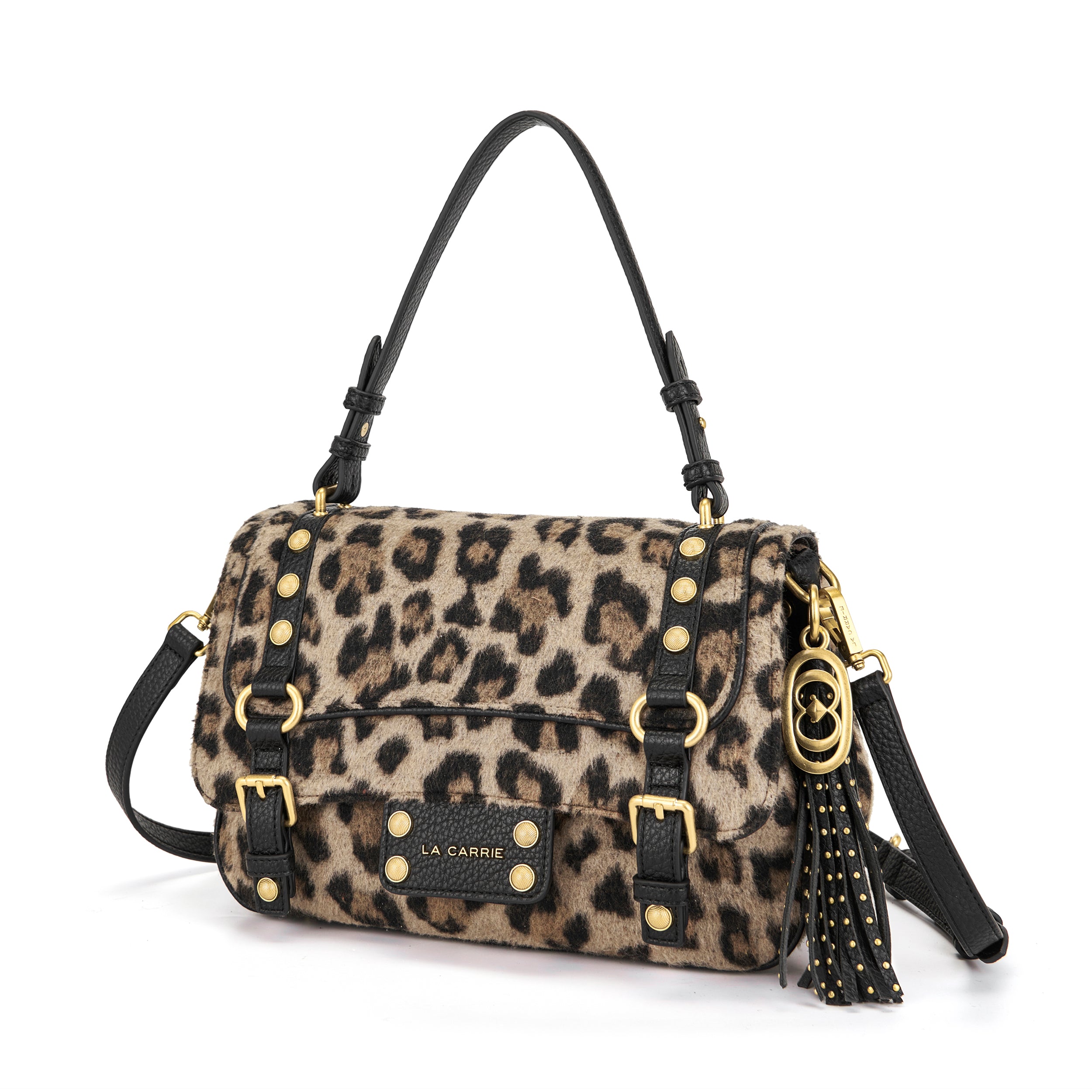 La Carrie Bag Atena sac shopping animalier noir 30x16x18