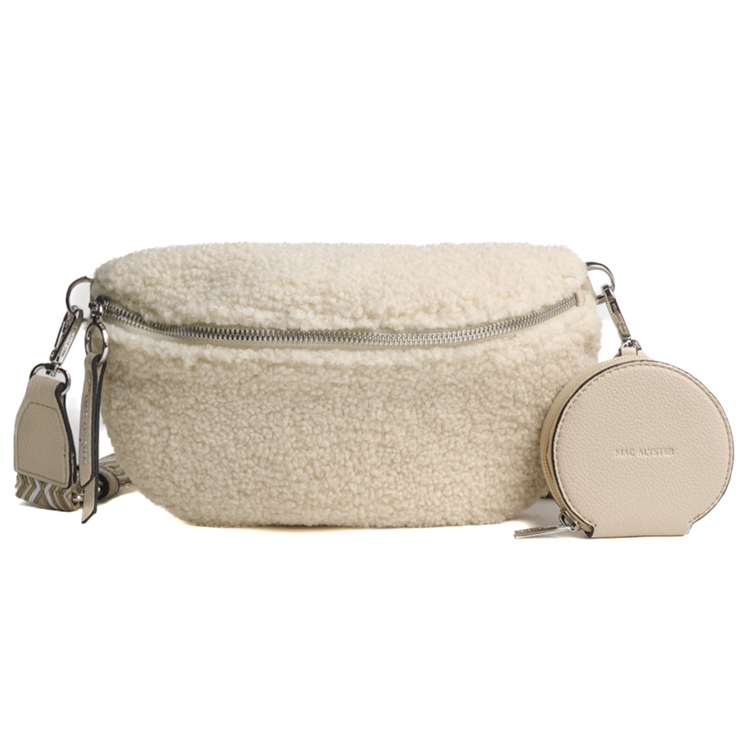 MAC ALYSTER Moumoute sac banane beige fausse fourrure