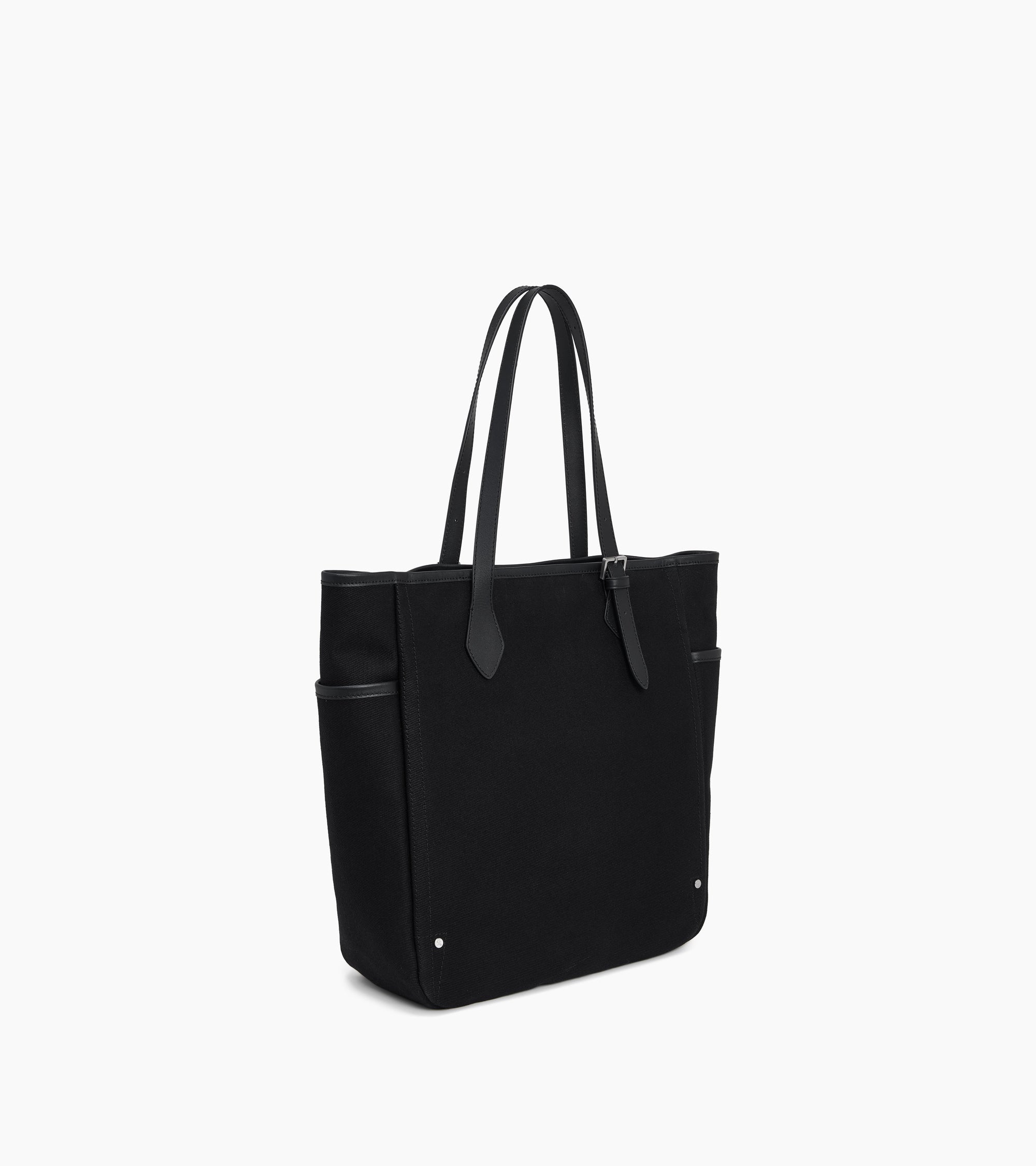 Le Tanneur Solveig sac cabas toile cuir Black moyen