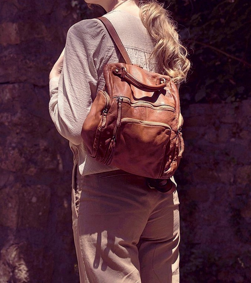 Collection Esprit Cuir MILO sac à dos cuir marron vintage femme