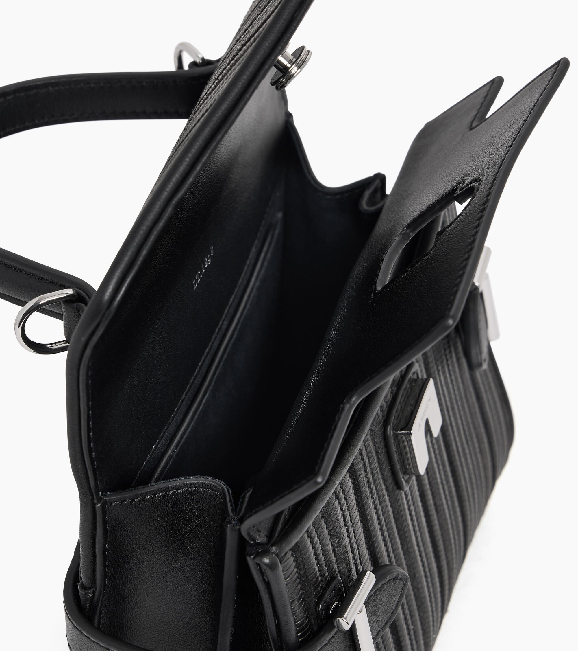 Le Tanneur Emilie petit sac cuir tressé noir double rabat