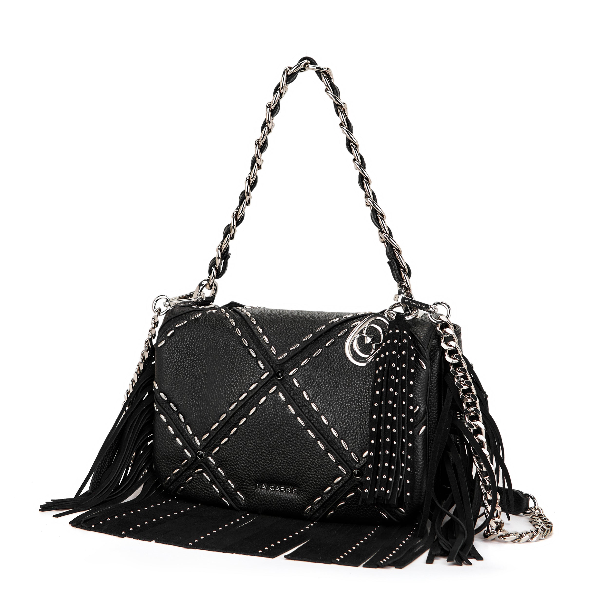 La Carrie Isabel Rock sac bandoulière noir cuir chaîne
