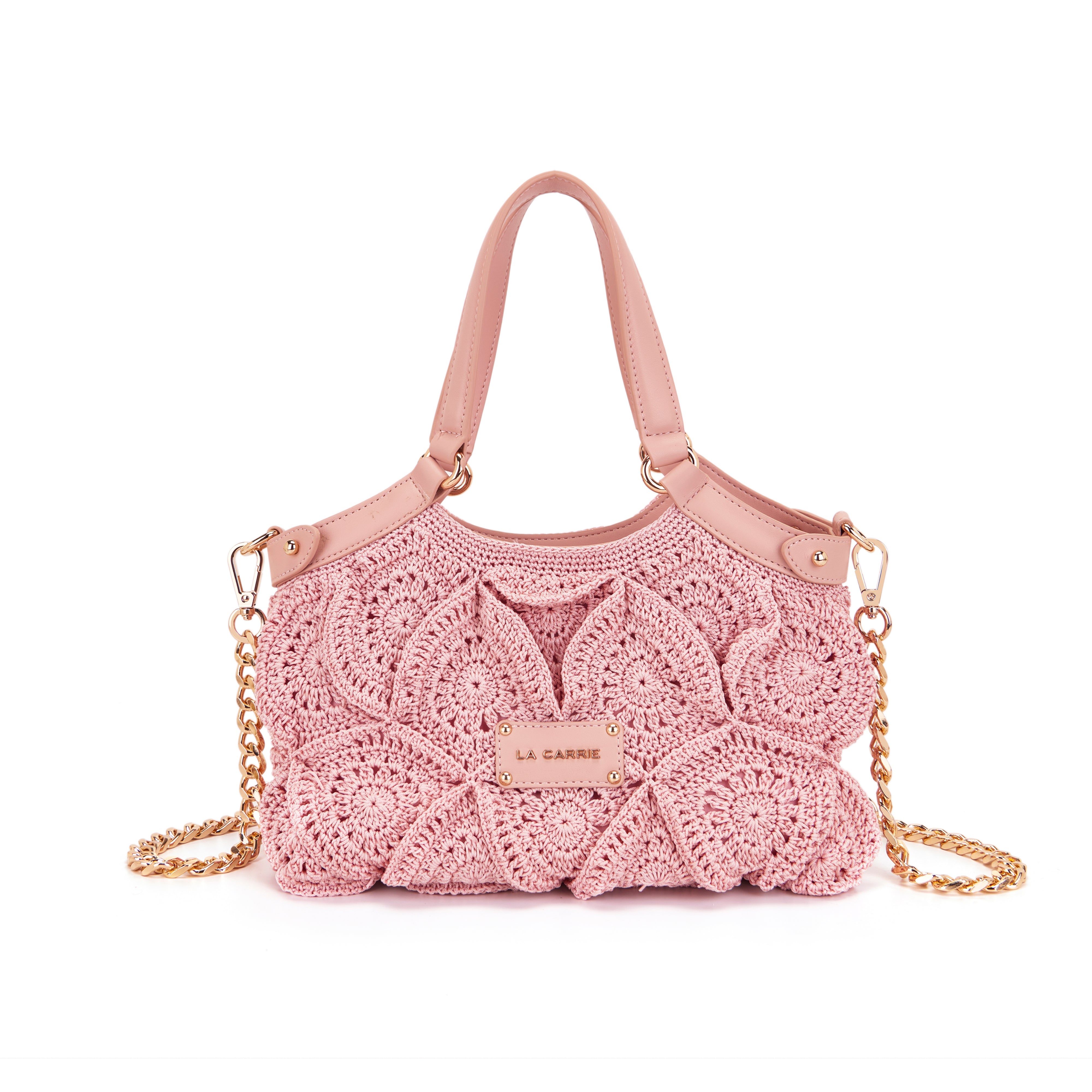 La Carrie Cross Road sac à main rose crochet brodé