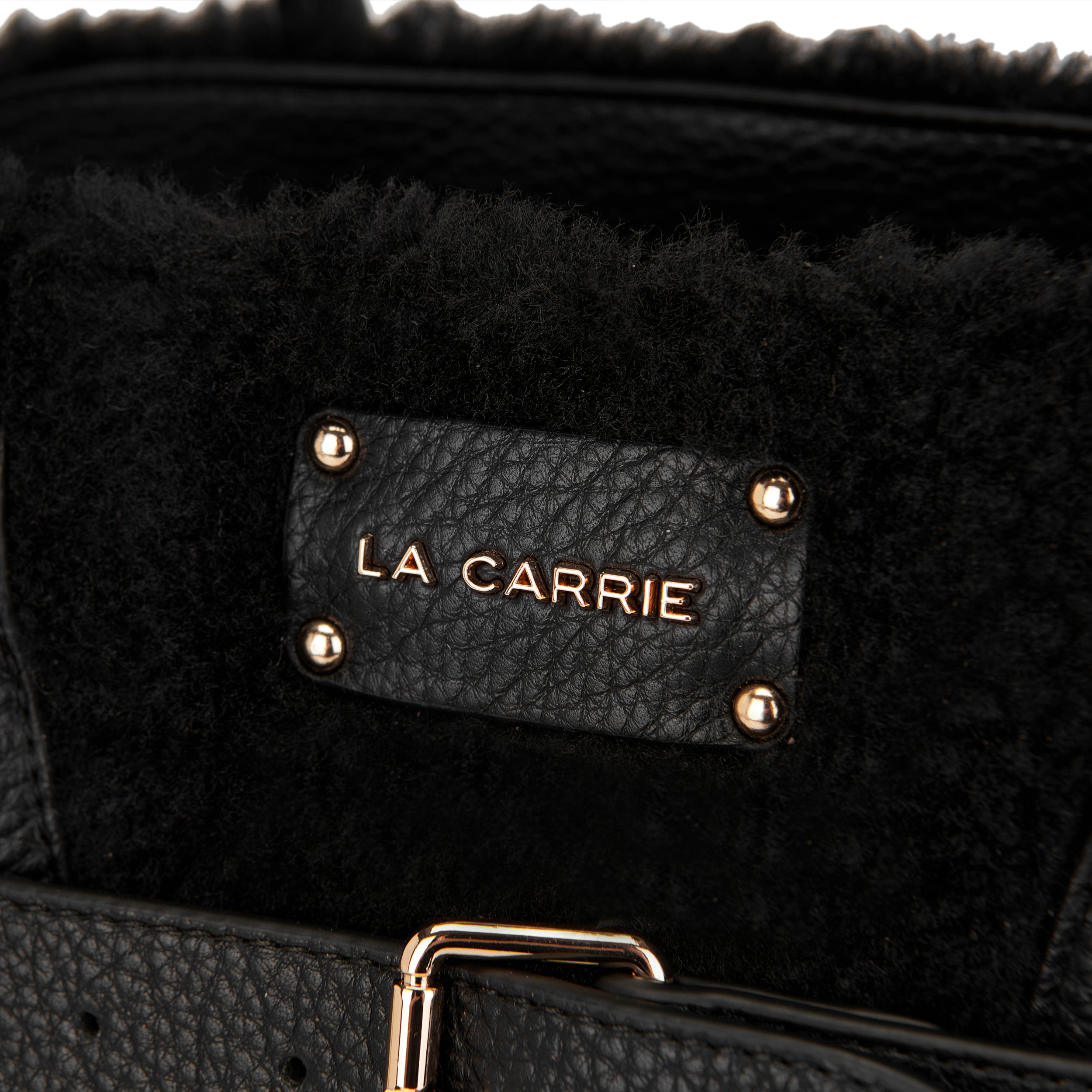 La Carrie Teddy sac shopping noir 35 cm fourrure