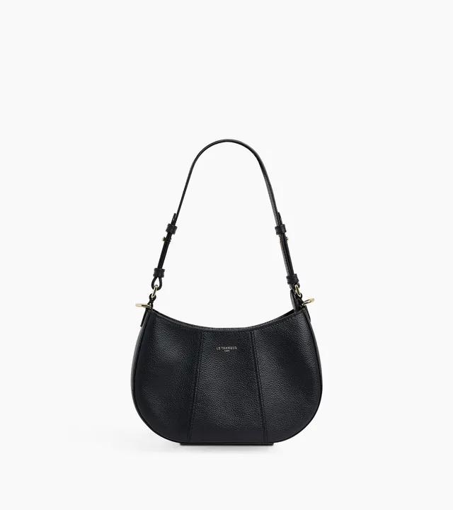 Le Tanneur Juliette petit sac demi-lune sac noir cuir grainé