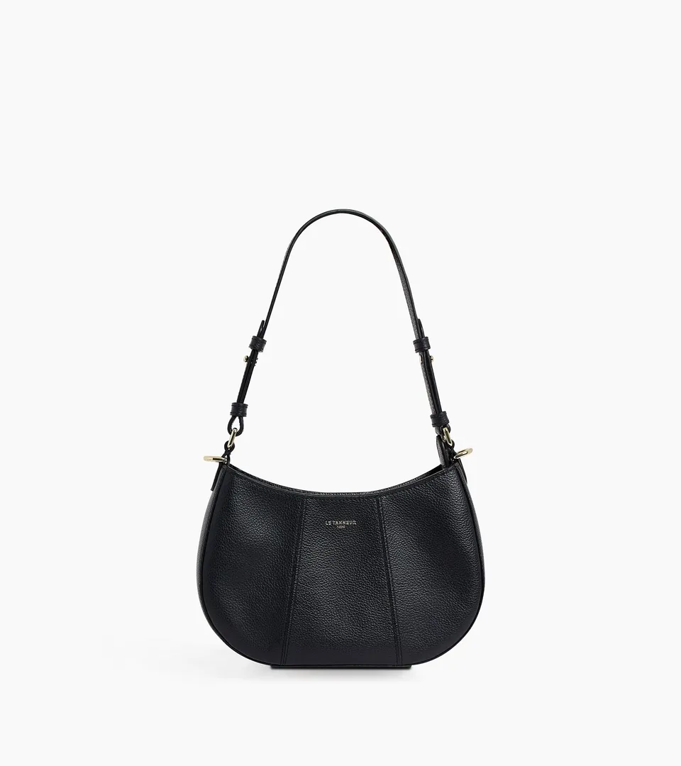 Le Tanneur Juliette petit sac demi-lune sac noir cuir grainé