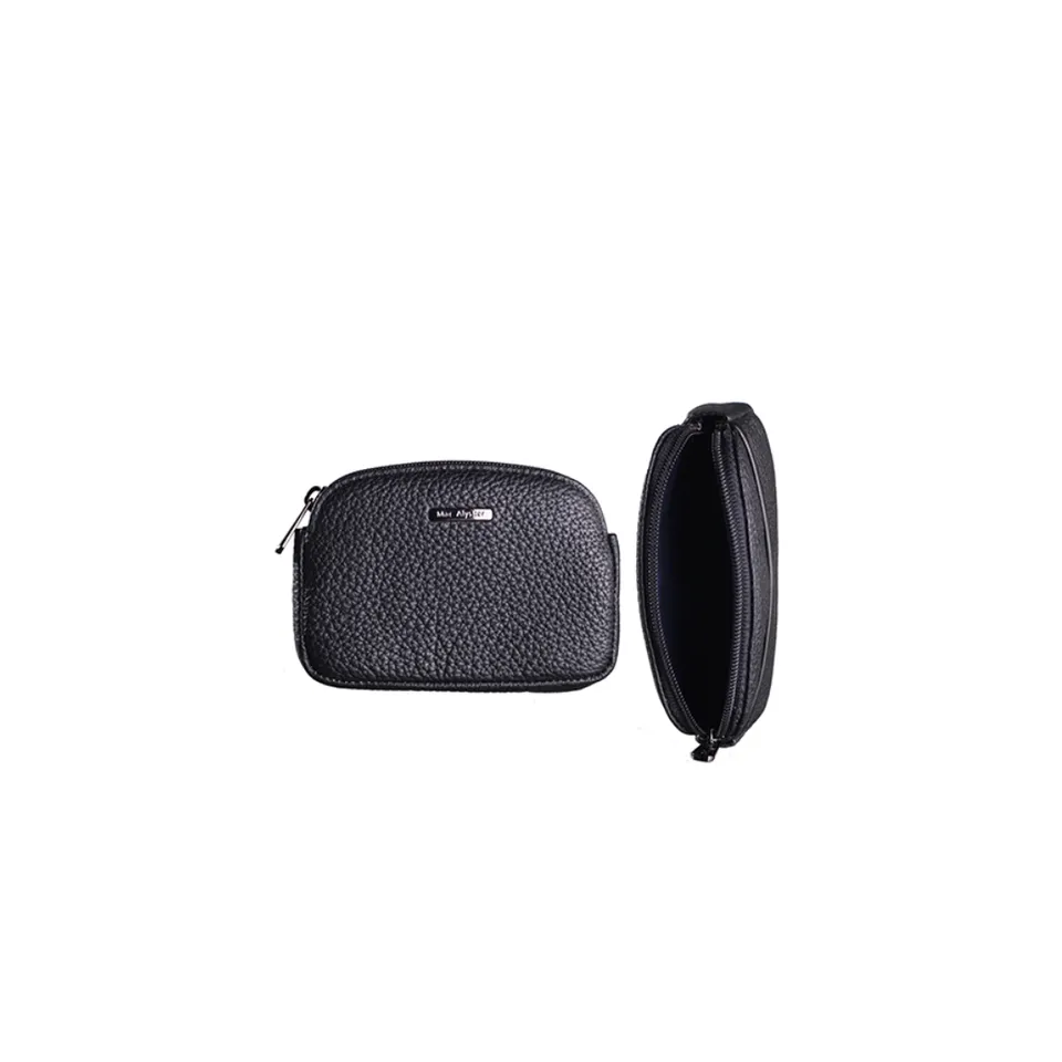 MAC ALYSTER Premium Porte-monnaie Noir grainé ultra-fin