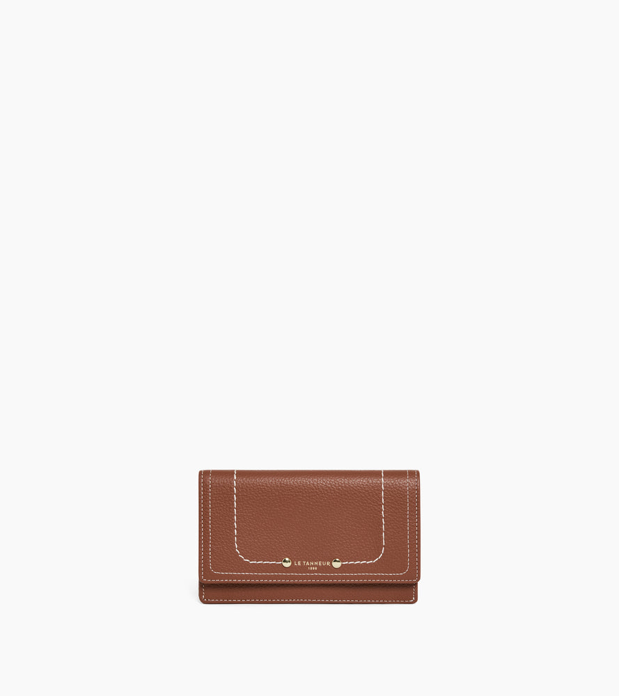 Le Tanneur Ella porte-cartes cuir grainé Mahogany Brown RFID