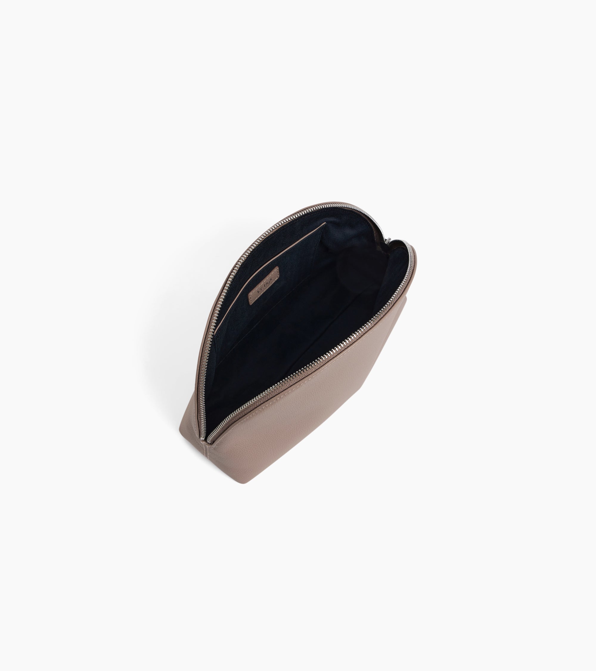 Le Tanneur trousse de toilette demi-lune gris cuir grainé