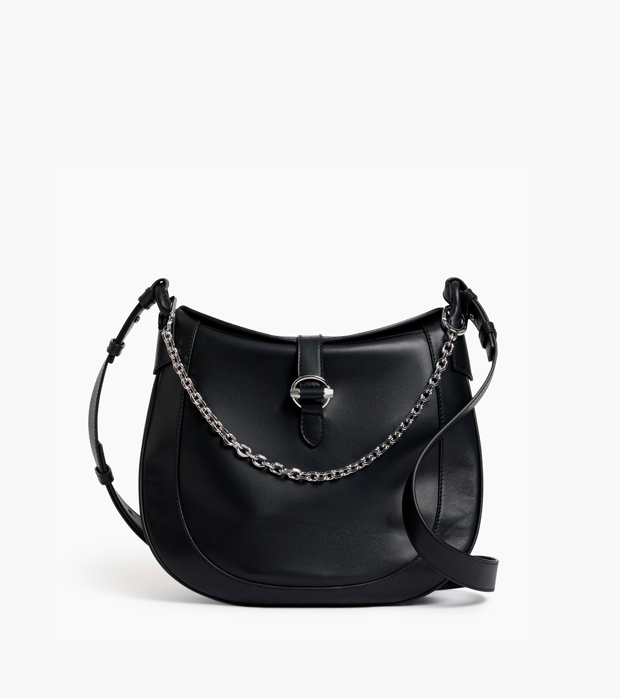 Le Tanneur Pia grand sac bandoulière cuir lisse Noir