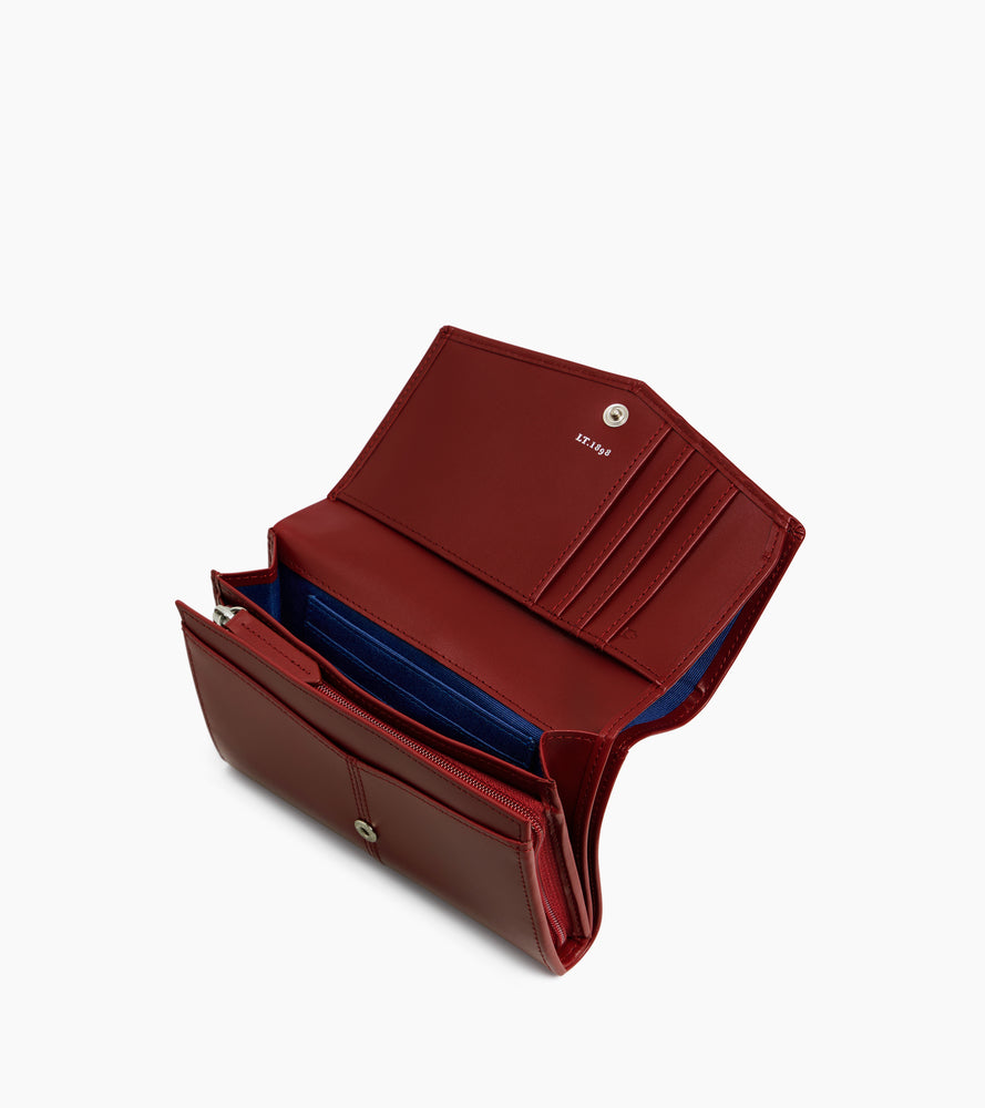 Le Tanneur Charlotte portefeuille cuir lisse Revolution red zippé