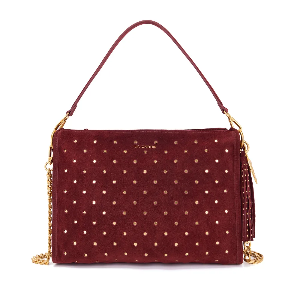 La Carrie Downtown sac épaule bordeaux 34x23 cm suède