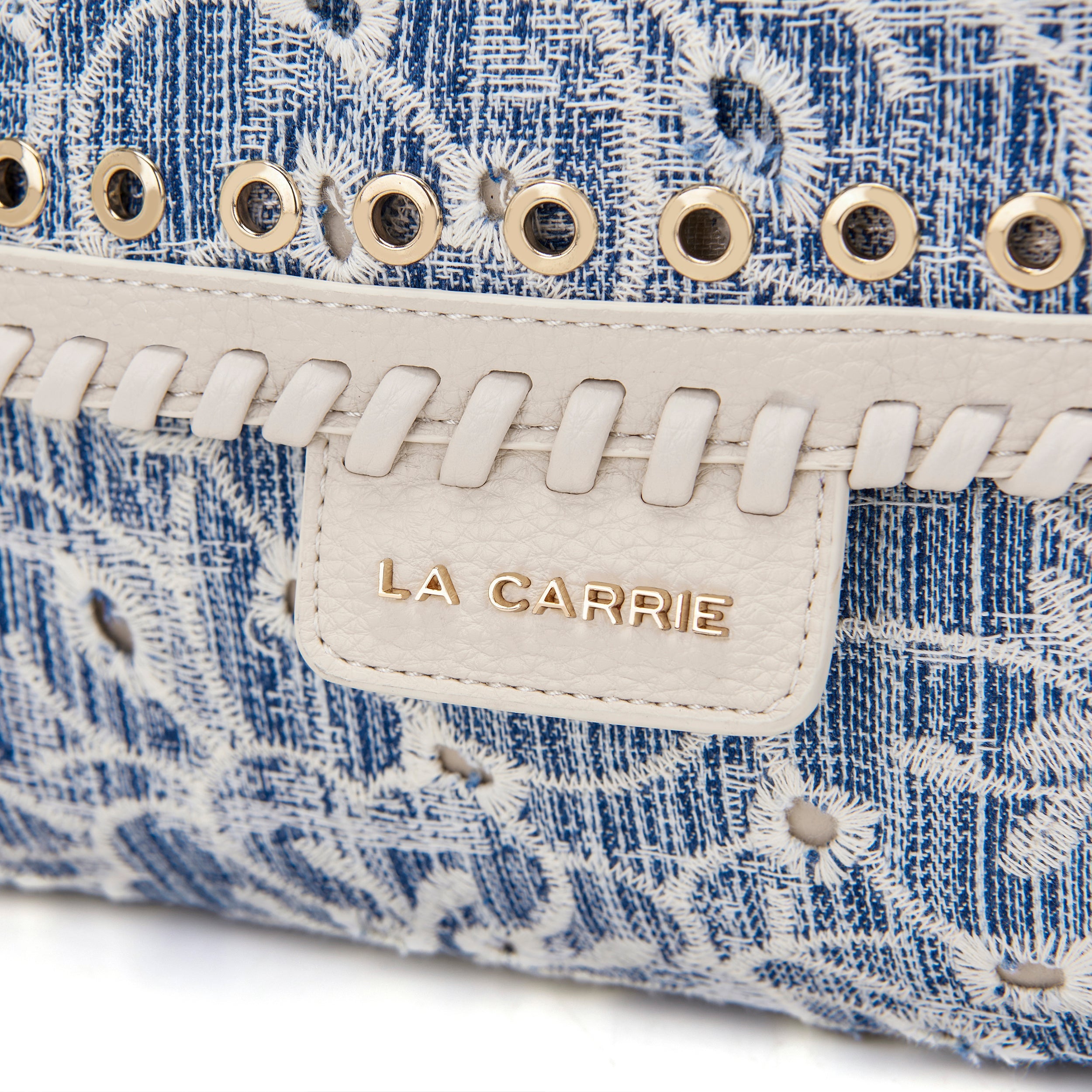 La Carrie Bag Romantic sac épaule jeans 31x22cm brodé
