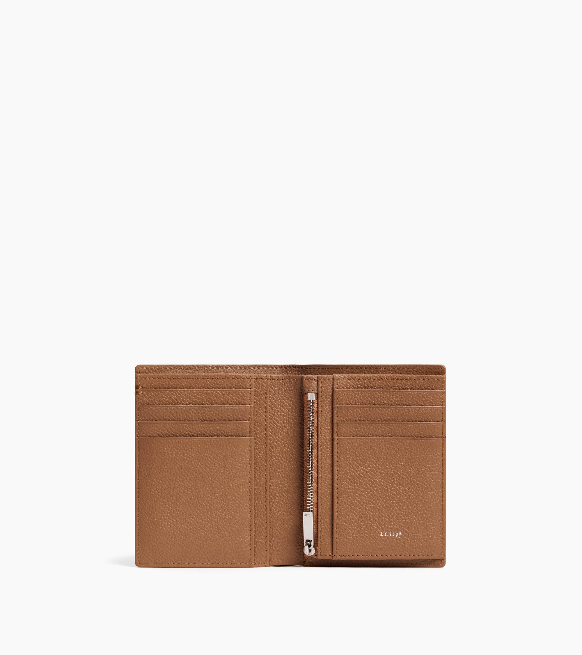 Le Tanneur Lucien portefeuille cuir grainé zippé marron