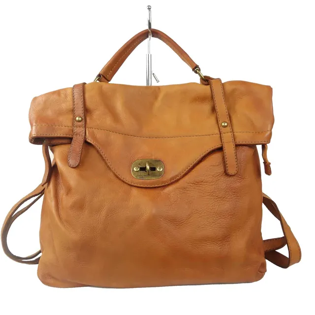 Collection Esprit Cuir Basile Sac à Dos Cuir Camel PC 15 Pouces