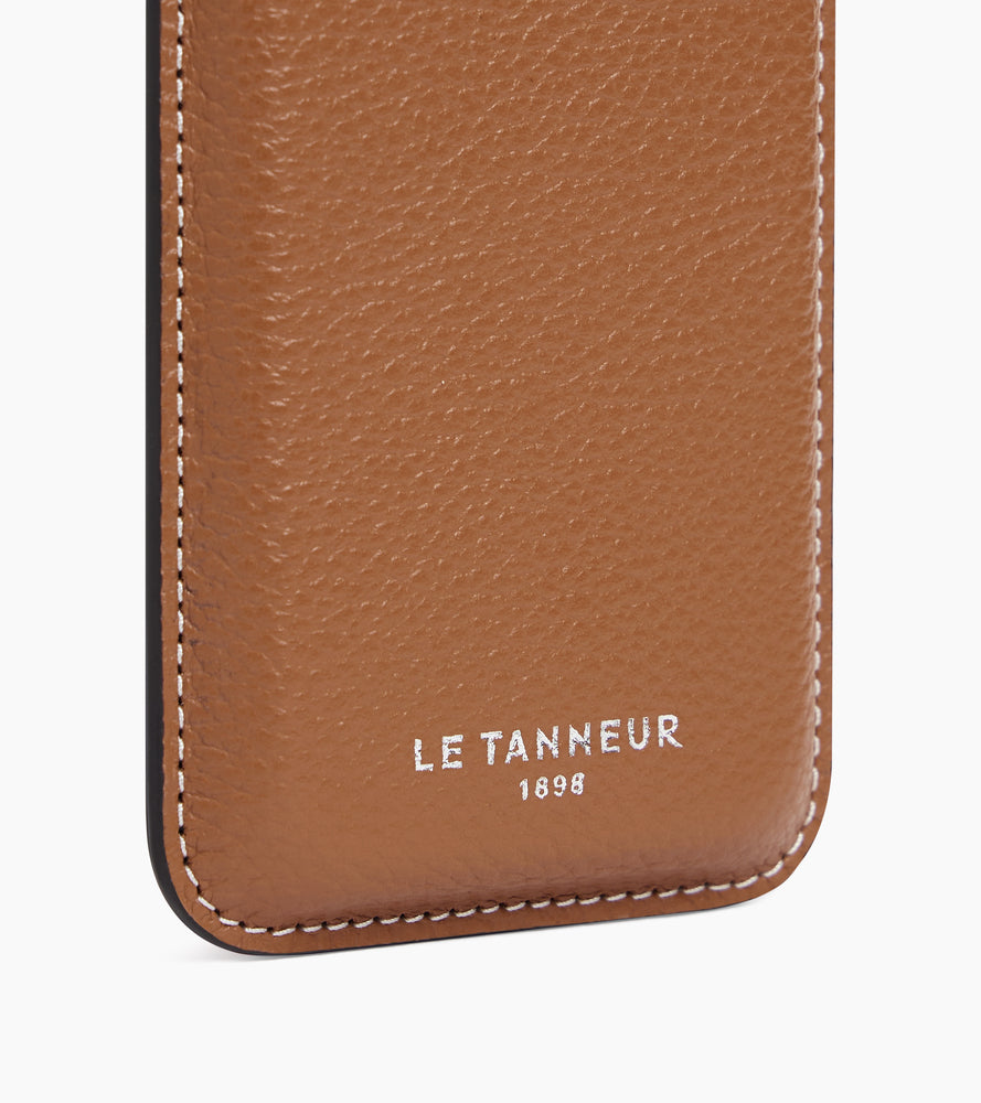 Le Tanneur porte-cartes magnétique cuir grainé marron tan