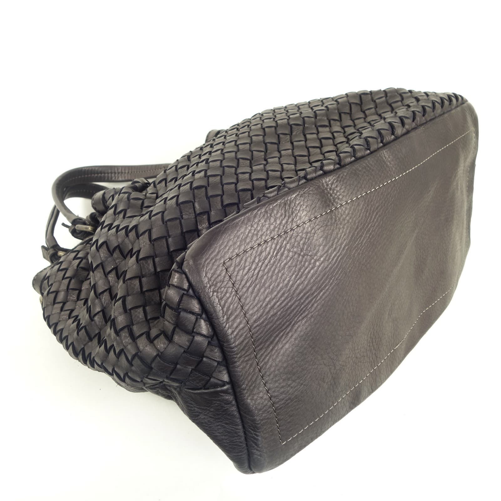 Collection Esprit Cuir Sveva Grand Sac Main Cuir Tressé Noir