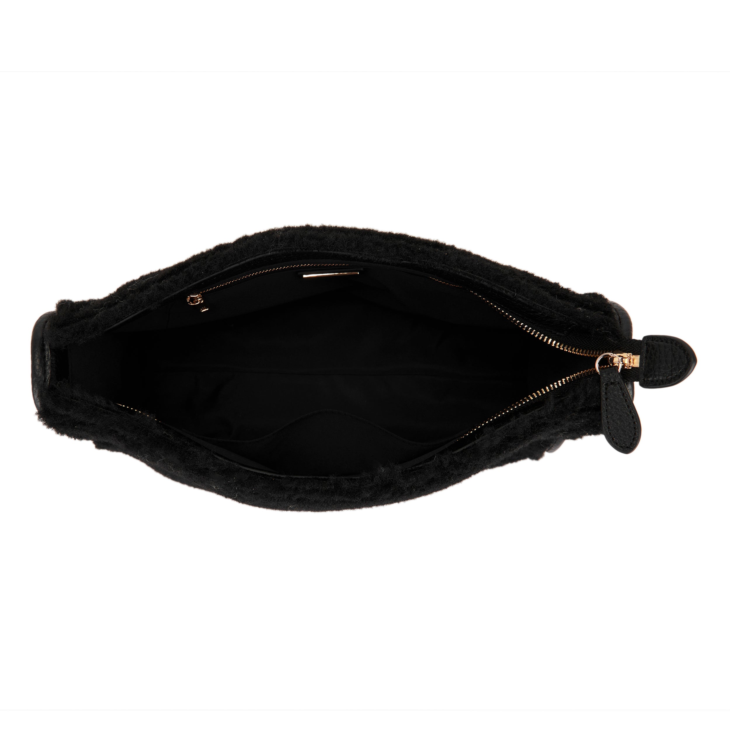 La Carrie Teddy sac bandoulière noir 34 cm fourrure