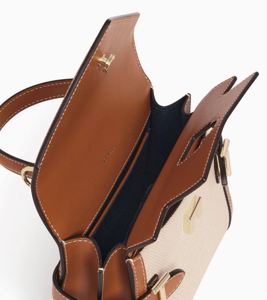 Le Tanneur Emilie petit sac à main toile cuir Natural Tan