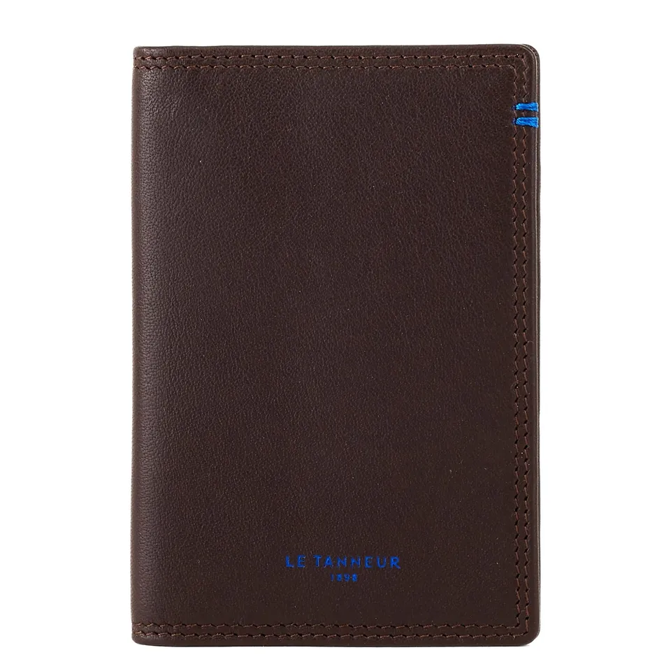 Le Tanneur porte-cartes vertical cuir lisse 6 cartes argent