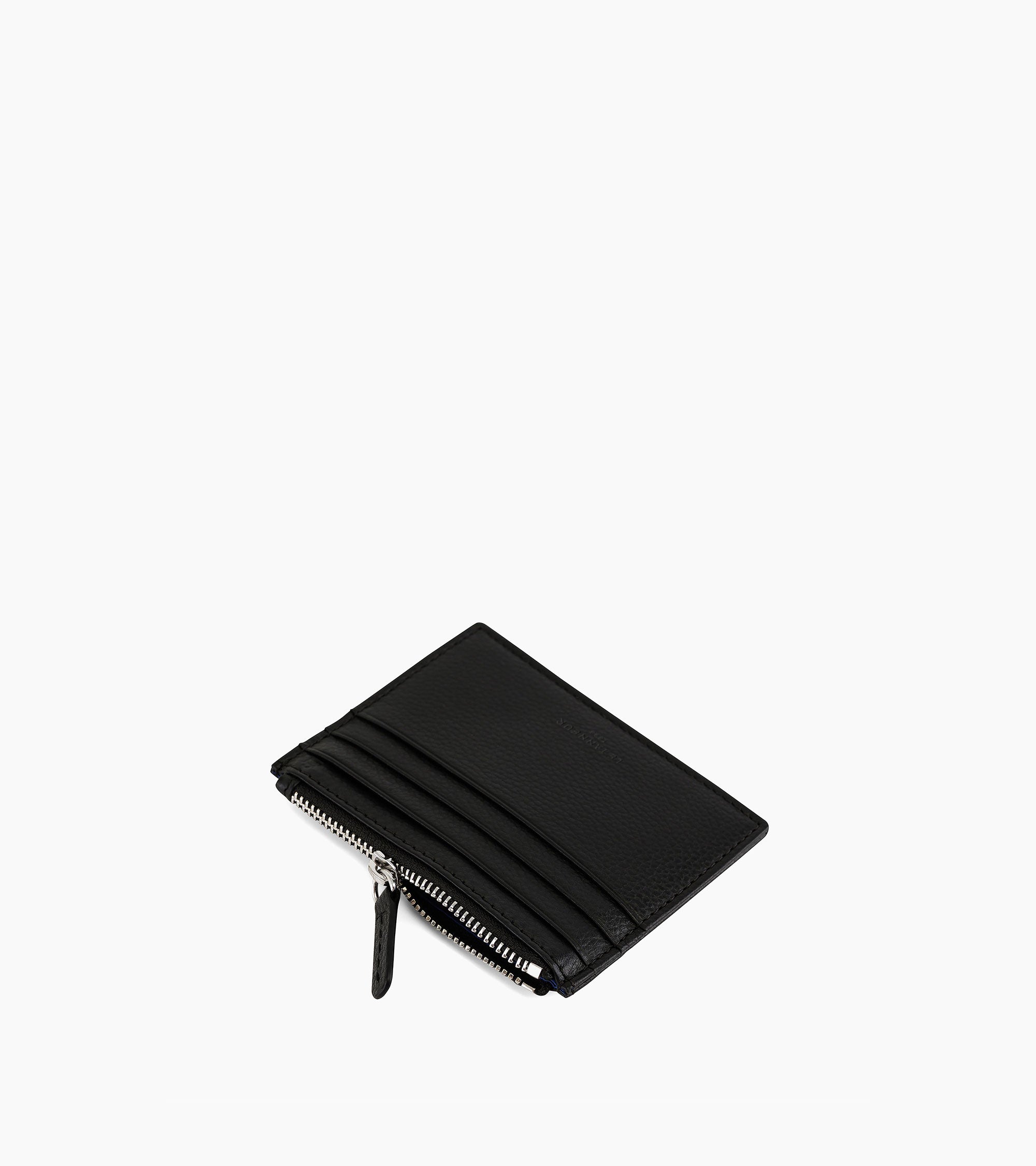 Le Tanneur Charles porte-cartes zippé cuir grainé noir