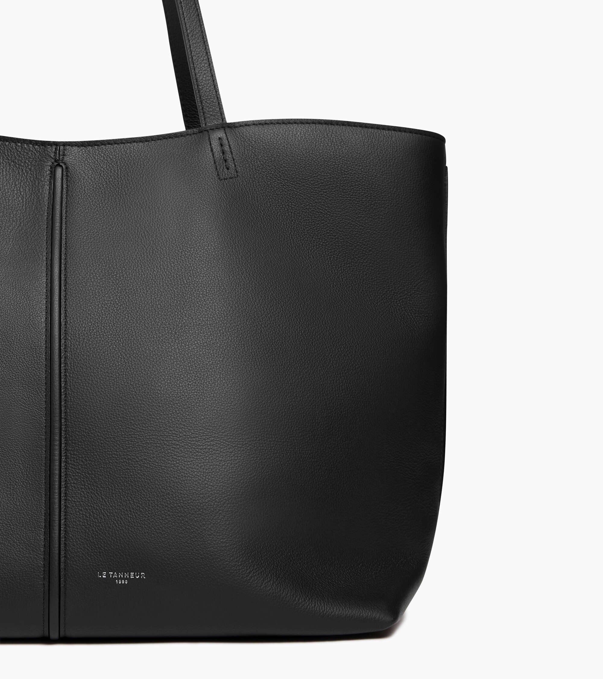 Le Tanneur Hortense sac cabas cuir grainé grand modèle Black Greige