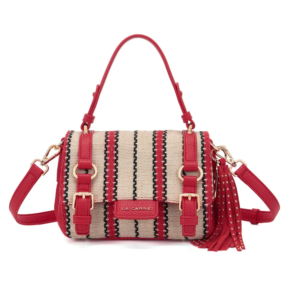 La Carrie Atena Bicolor cabas canvas rouge 22 cm