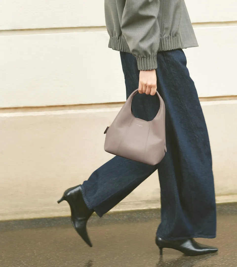 Le Tanneur Juliette petit sac à main cuir gris Fossil Grey