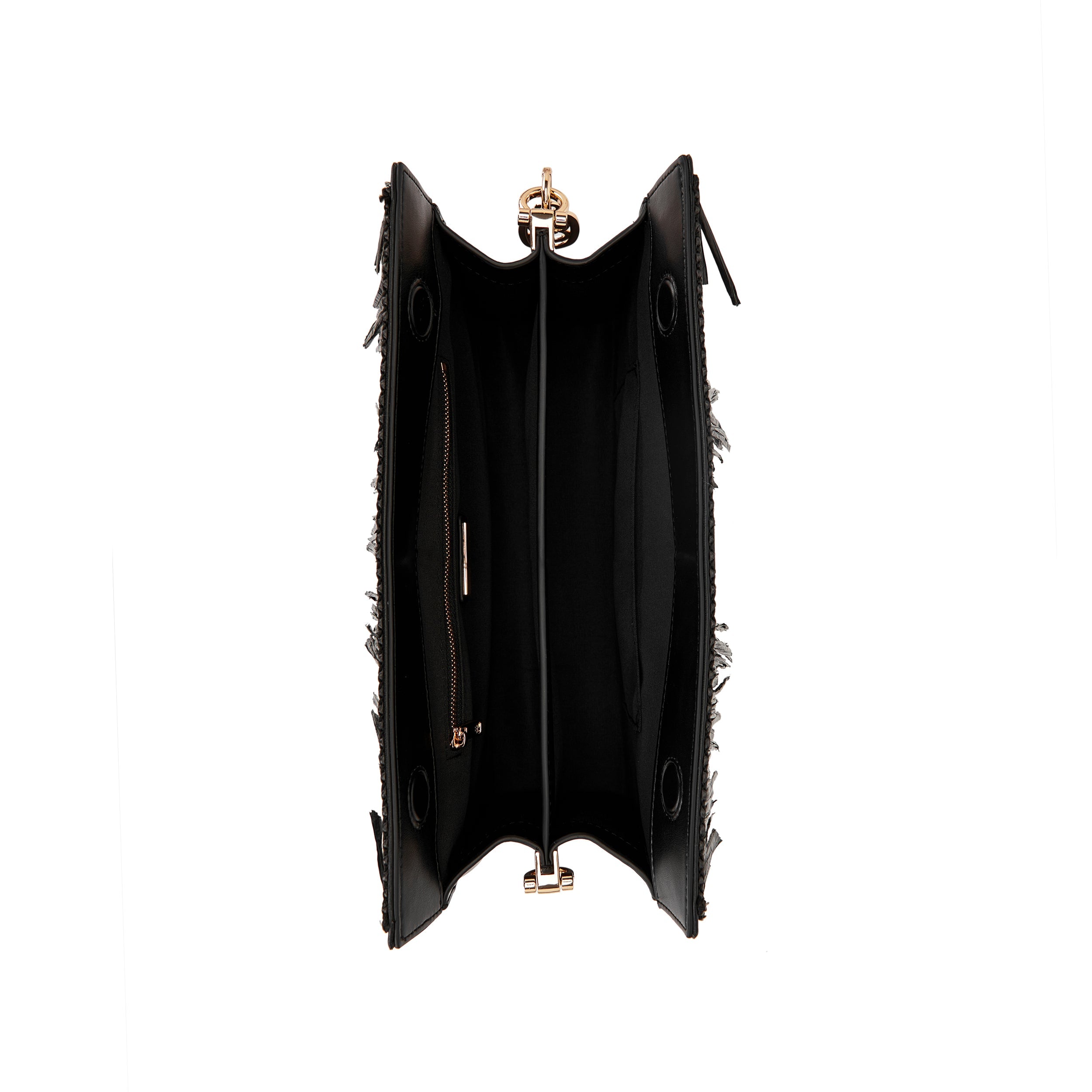 La Carrie Sunflower pochette raffia black 30x9x20 cm