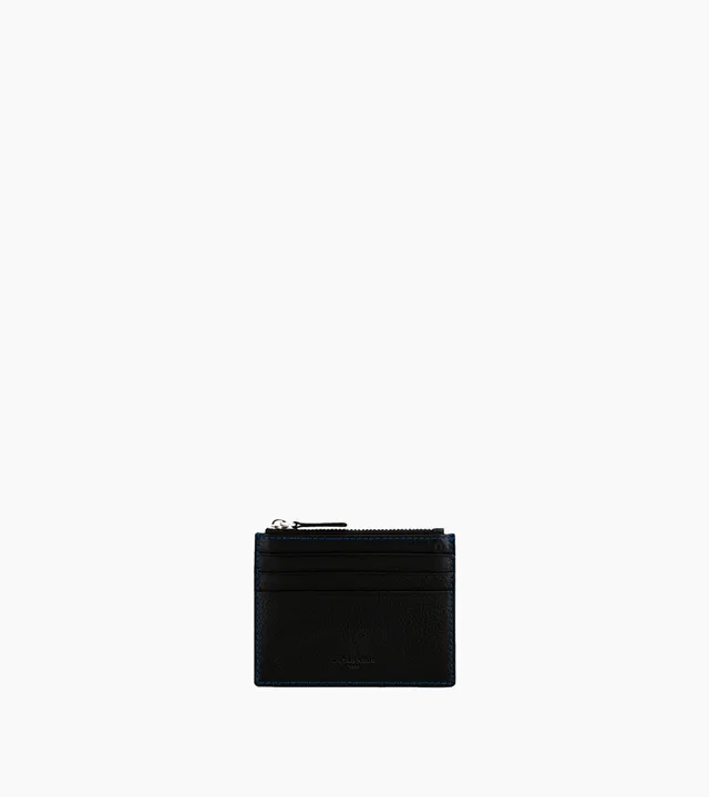 Le Tanneur Charles porte-cartes cuir grainé noir zippé